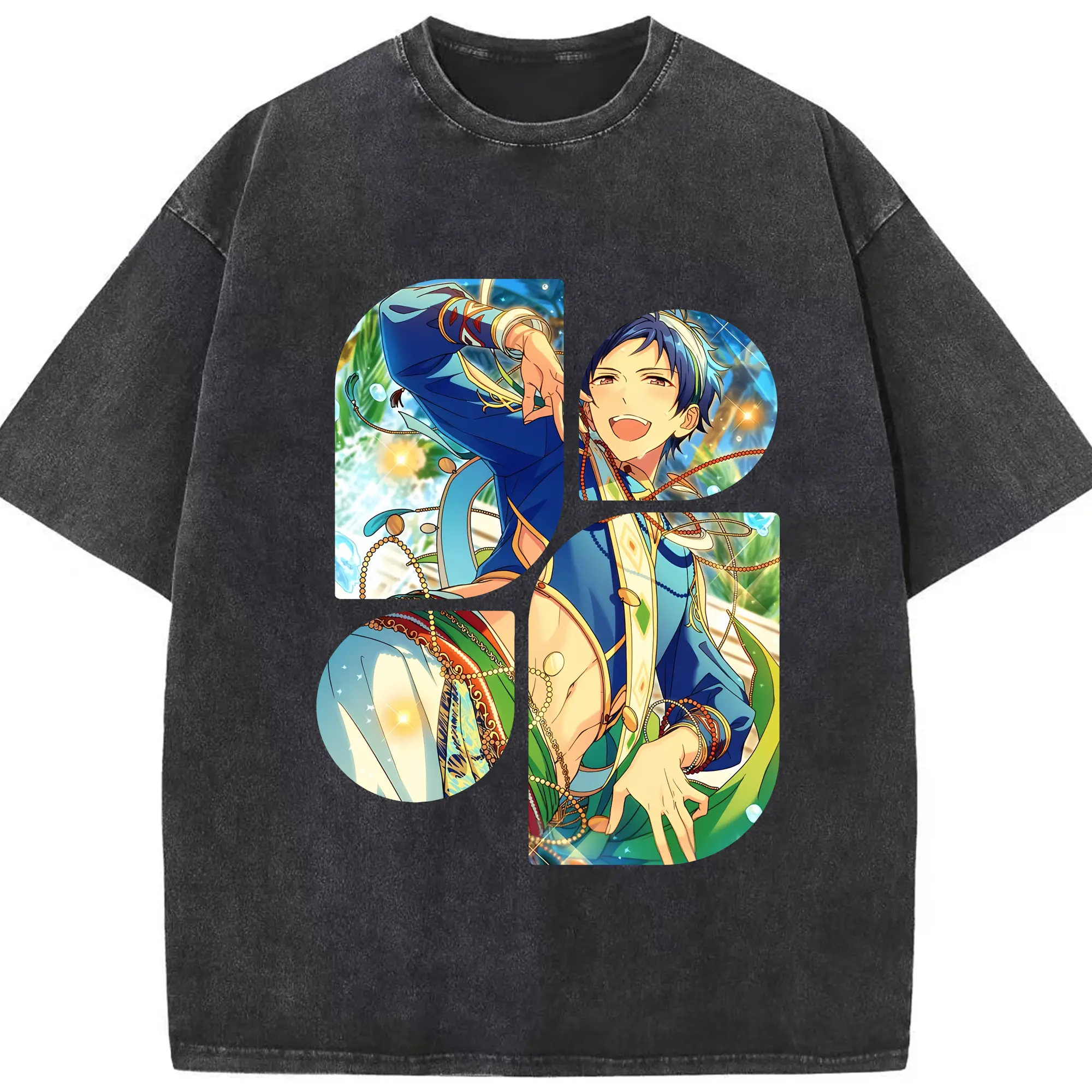 あんさん ぶる グッズ fine 伏見弓弦 - 綿100％ ヴィンテージ風 半袖Tシャツ ・ フロントプリント ・ 柔らか肌触り ・ 通気性 快適 ・ スポーツ カジュアル 外出用