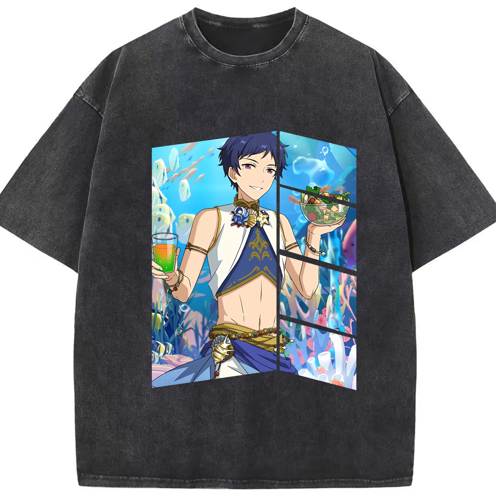 あんさん ぶる グッズ fine 伏見弓弦 - 綿100％ ヴィンテージ風 半袖Tシャツ ・ フロントプリント ・ 柔らか肌触り ・ 通気性 快適 ・ スポーツ カジュアル 外出用