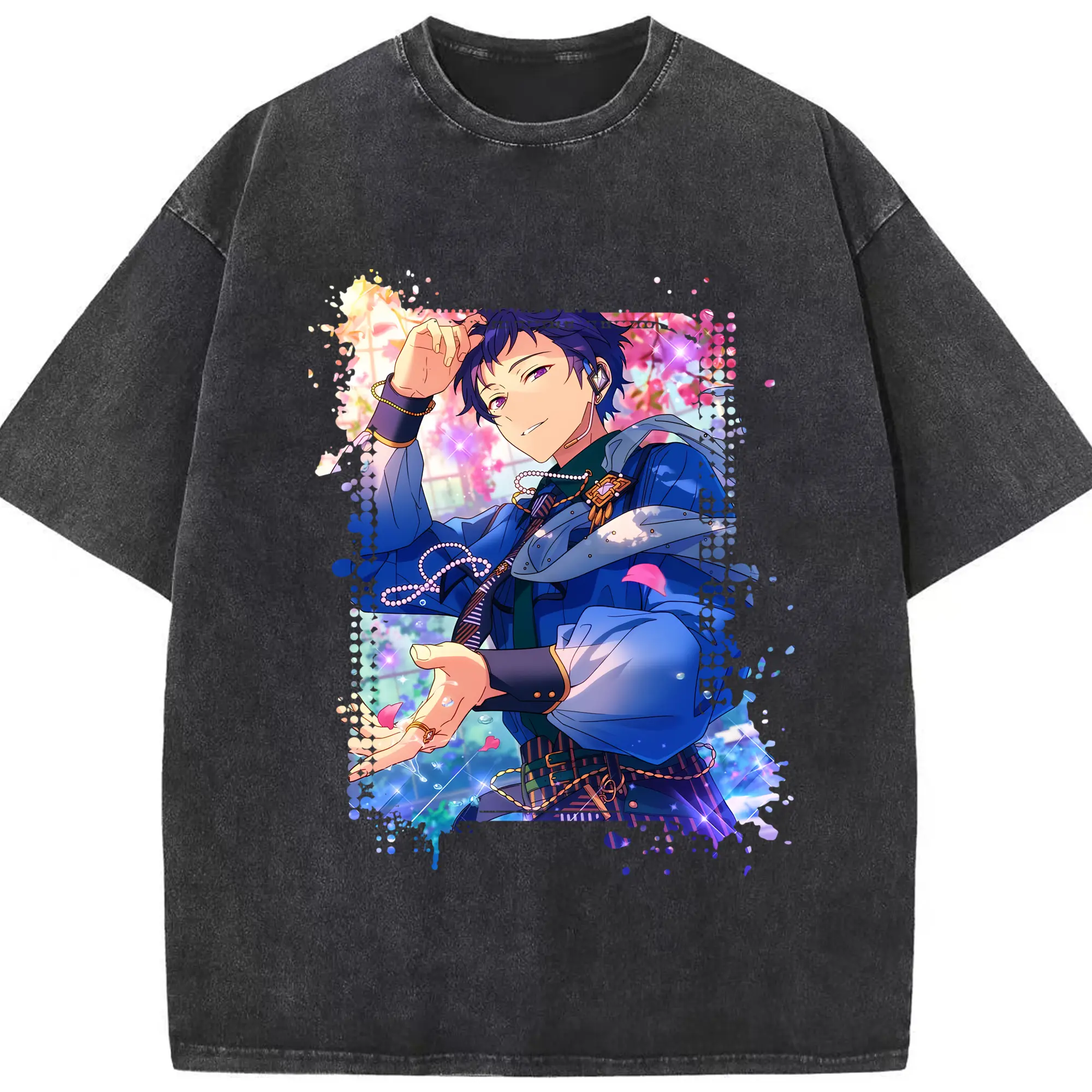 あんさん ぶる グッズ fine 伏見弓弦 - 綿100％ ヴィンテージ風 半袖Tシャツ ・ フロントプリント ・ 柔らか肌触り ・ 通気性 快適 ・ スポーツ カジュアル 外出用