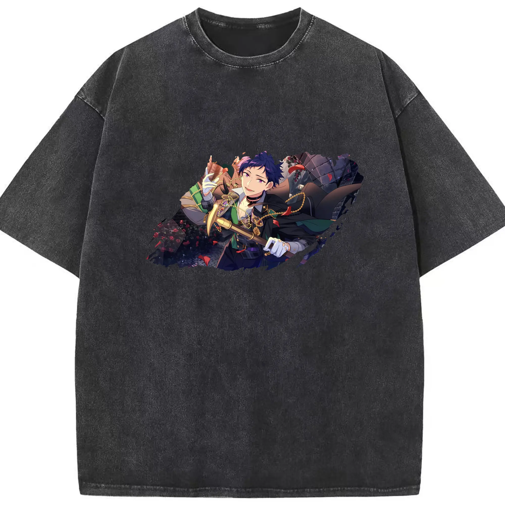 あんさん ぶる グッズ fine 伏見弓弦 - 綿100％ ヴィンテージ風 半袖Tシャツ ・ フロントプリント ・ 柔らか肌触り ・ 通気性 快適 ・ スポーツ カジュアル 外出用