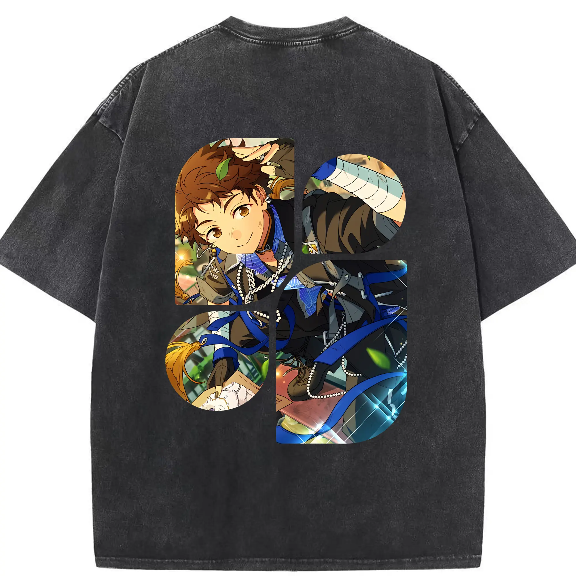 あんさん ぶる グッズ fine 伏見弓弦 - 綿100％ ヴィンテージ風 半袖Tシャツ ・ 背面プリント ・ 柔らか肌触り ・ 通気性 快適 ・ スポーツ カジュアル 外出用