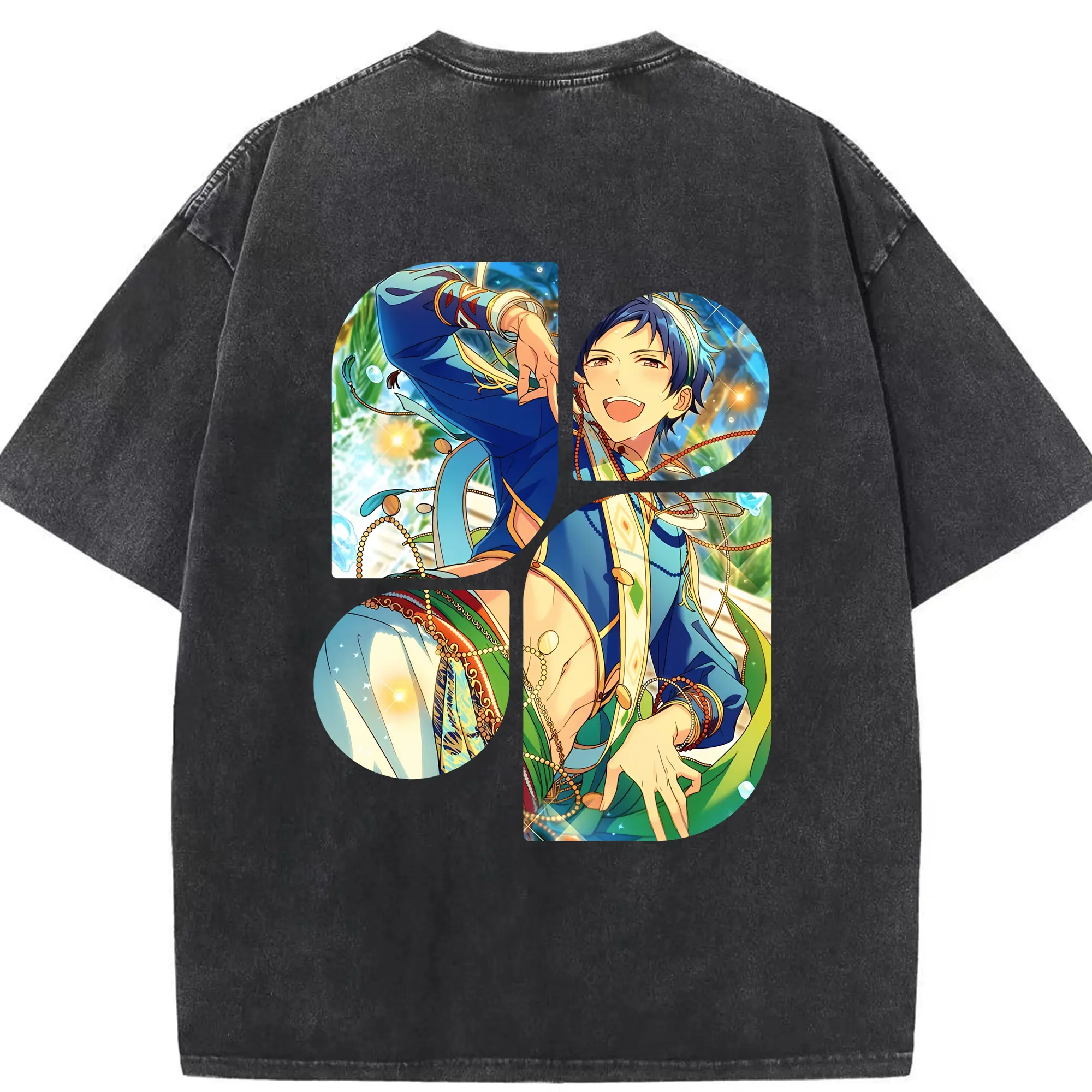 あんさん ぶる グッズ fine 伏見弓弦 - 綿100％ ヴィンテージ風 半袖Tシャツ ・ 背面プリント ・ 柔らか肌触り ・ 通気性 快適 ・ スポーツ カジュアル 外出用