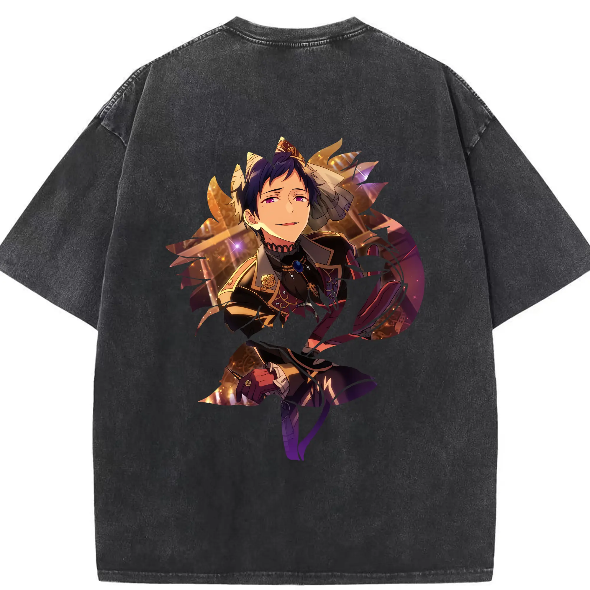 あんさん ぶる グッズ fine 伏見弓弦 - 綿100％ ヴィンテージ風 半袖Tシャツ ・ 背面プリント ・ 柔らか肌触り ・ 通気性 快適 ・ スポーツ カジュアル 外出用