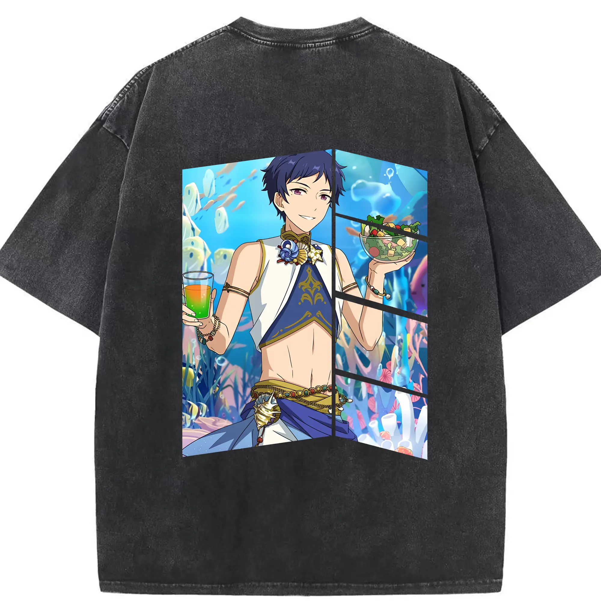 あんさん ぶる グッズ fine 伏見弓弦 - 綿100％ ヴィンテージ風 半袖Tシャツ ・ 背面プリント ・ 柔らか肌触り ・ 通気性 快適 ・ スポーツ カジュアル 外出用