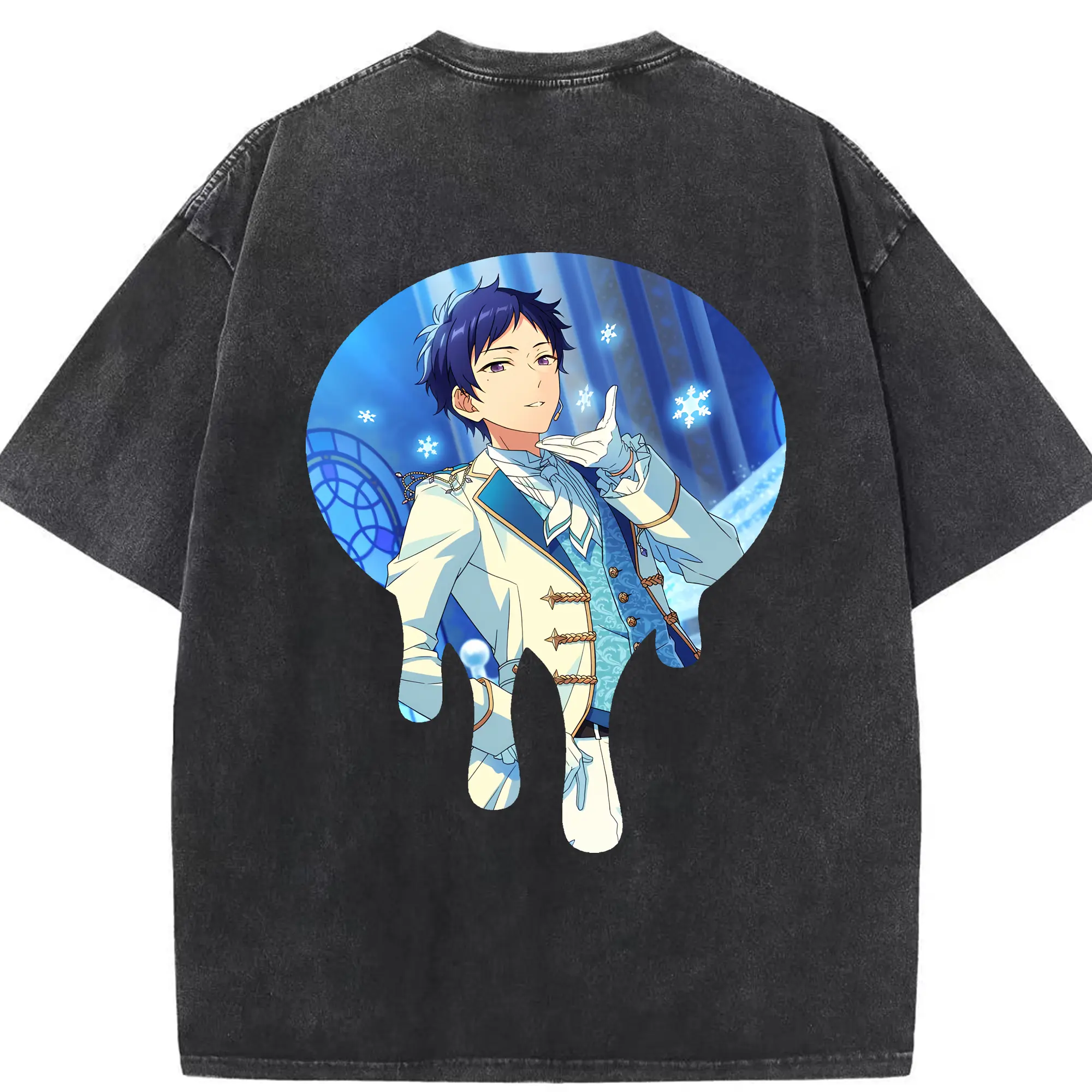 あんさん ぶる グッズ fine 伏見弓弦 - 綿100％ ヴィンテージ風 半袖Tシャツ ・ 背面プリント ・ 柔らか肌触り ・ 通気性 快適 ・ スポーツ カジュアル 外出用