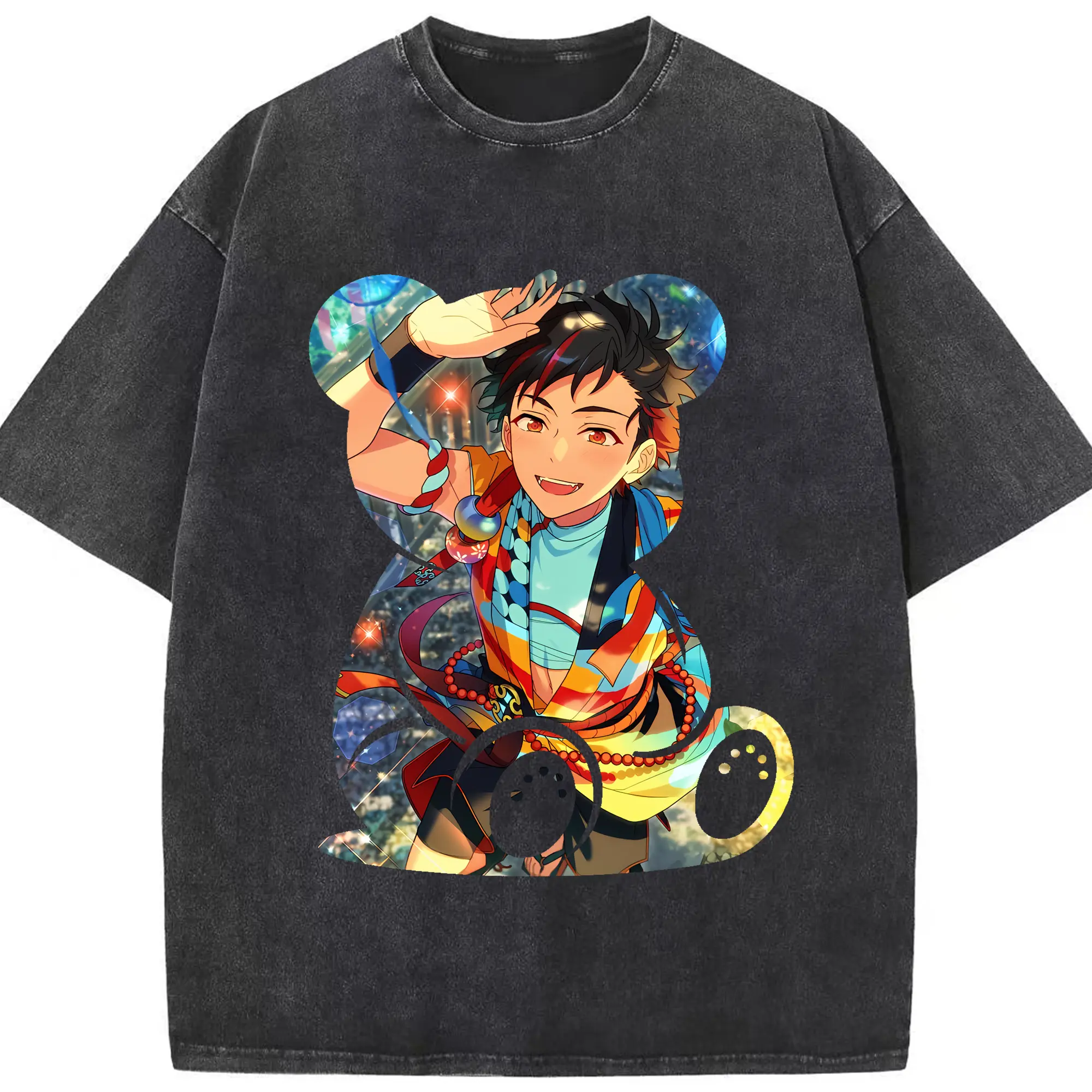 あんさん ぶる グッズ 流星隊 南雲鉄虎 - 綿100％ ヴィンテージ風 半袖Tシャツ ・ フロントプリント ・ 柔らか肌触り ・ 通気性 快適 ・ スポーツ カジュアル 外出用