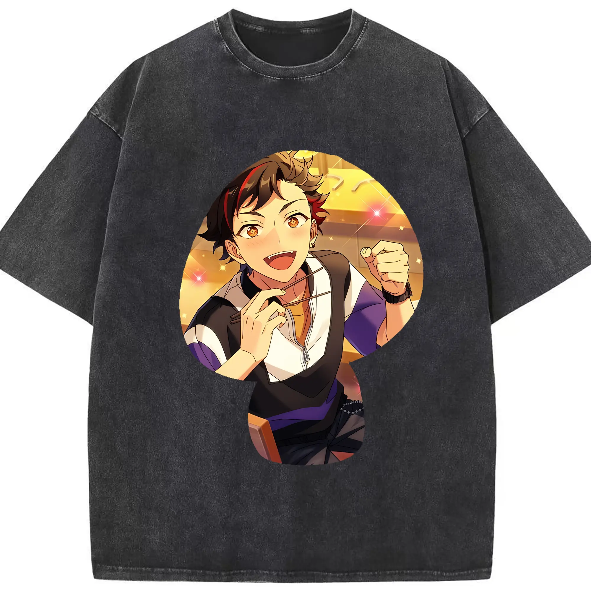 あんさん ぶる グッズ 流星隊 南雲鉄虎 - 綿100％ ヴィンテージ風 半袖Tシャツ ・ フロントプリント ・ 柔らか肌触り ・ 通気性 快適 ・ スポーツ カジュアル 外出用