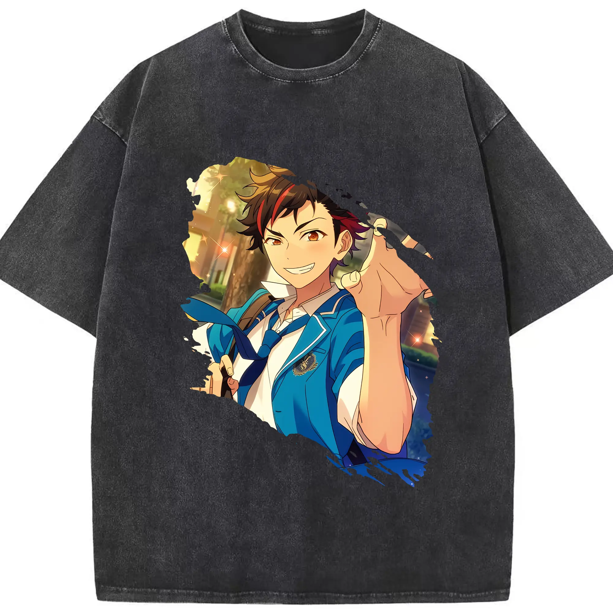 あんさん ぶる グッズ 流星隊 南雲鉄虎 - 綿100％ ヴィンテージ風 半袖Tシャツ ・ フロントプリント ・ 柔らか肌触り ・ 通気性 快適 ・ スポーツ カジュアル 外出用