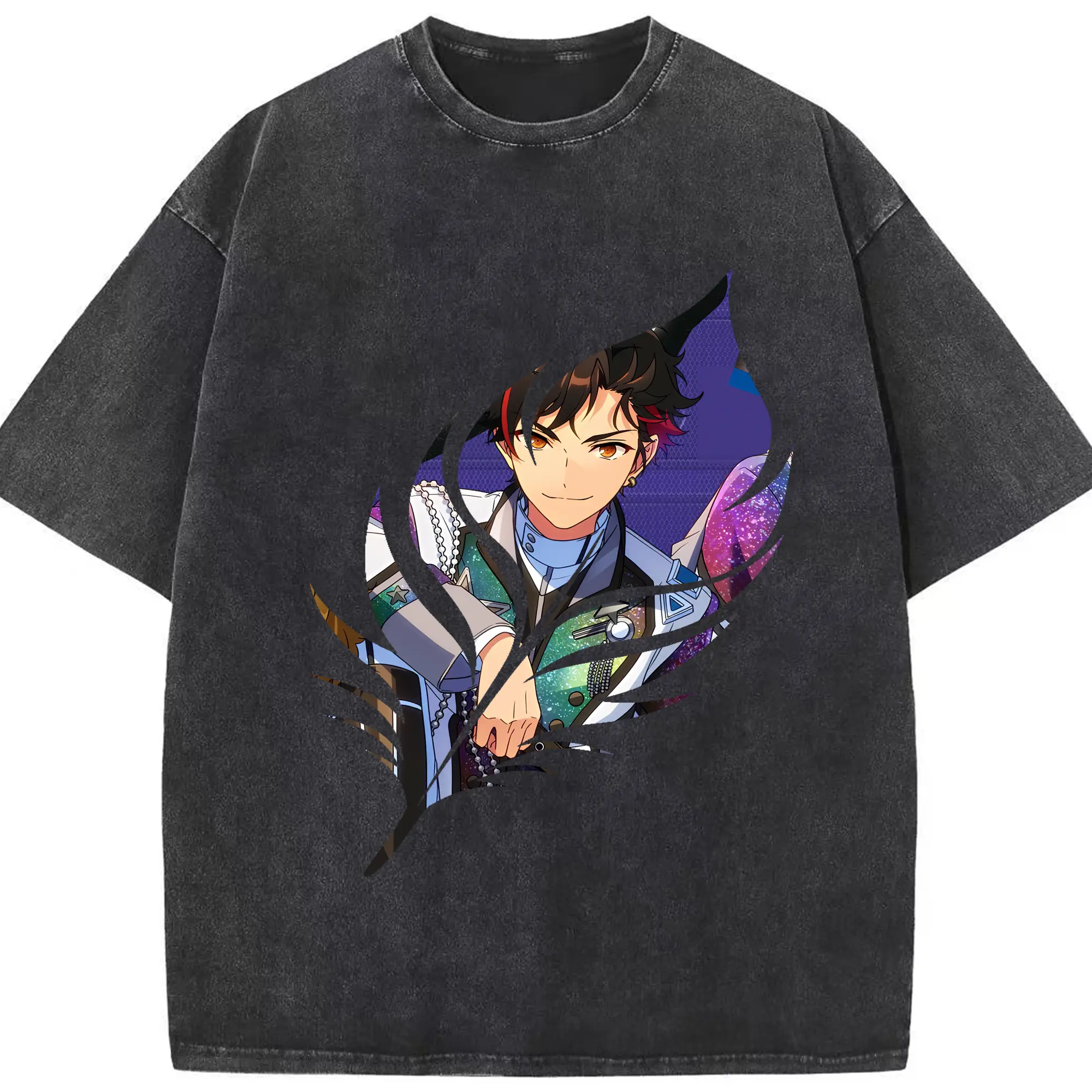 あんさん ぶる グッズ 流星隊 南雲鉄虎 - 綿100％ ヴィンテージ風 半袖Tシャツ ・ フロントプリント ・ 柔らか肌触り ・ 通気性 快適 ・ スポーツ カジュアル 外出用