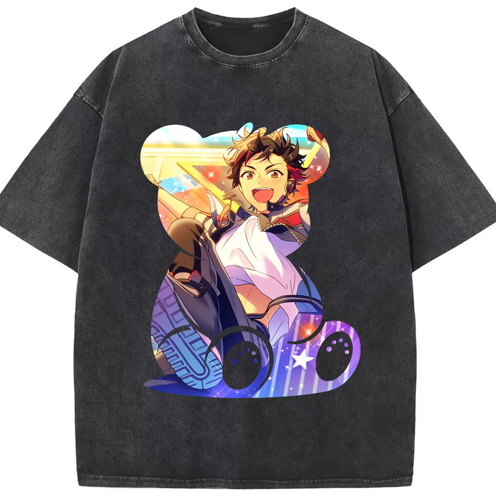 あんさん ぶる グッズ 流星隊 南雲鉄虎 - 綿100％ ヴィンテージ風 半袖Tシャツ ・ フロントプリント ・ 柔らか肌触り ・ 通気性 快適 ・ スポーツ カジュアル 外出用