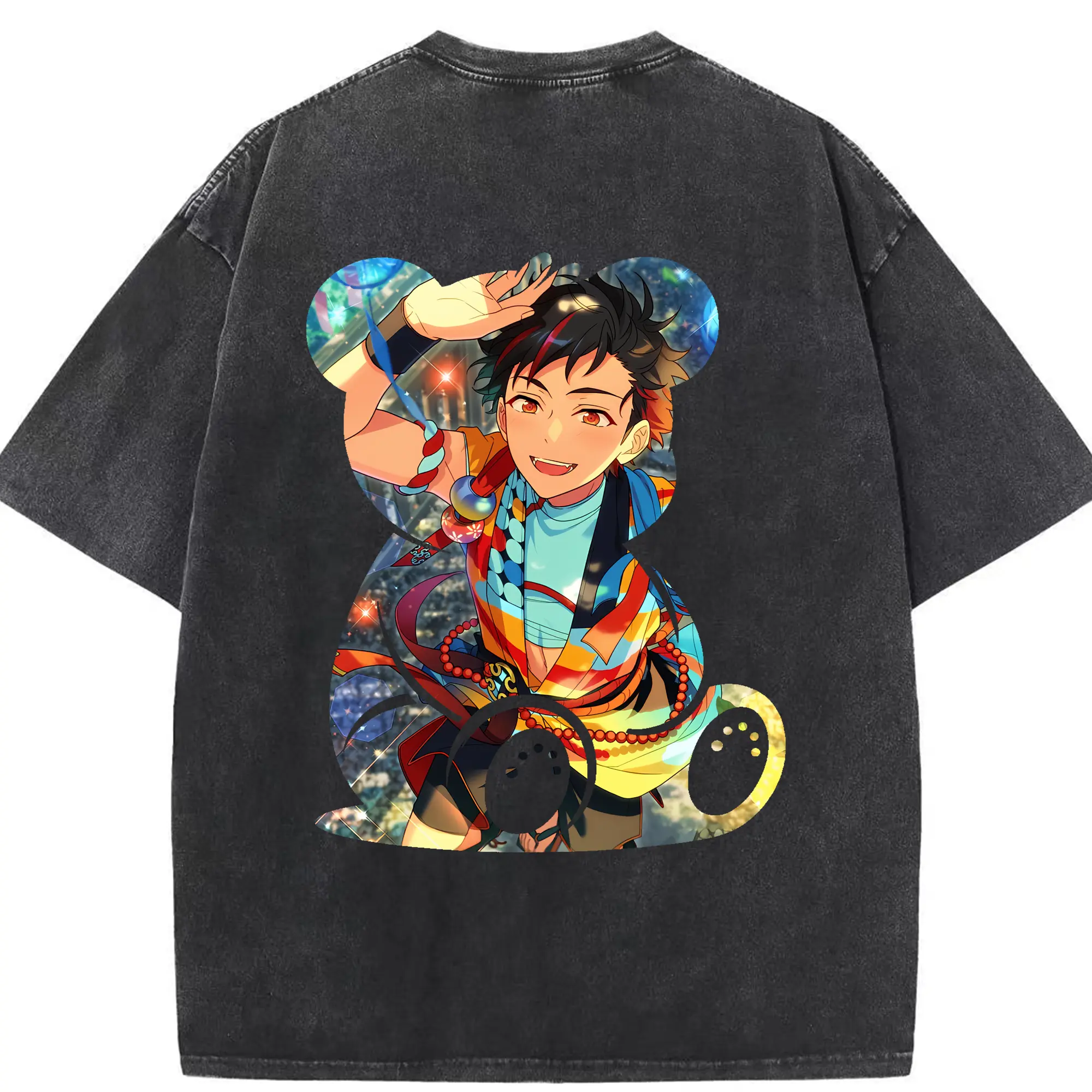 あんさん ぶる グッズ 流星隊 南雲鉄虎 - 綿100％ ヴィンテージ風 半袖Tシャツ ・ 背面プリント ・ 柔らか肌触り ・ 通気性 快適 ・ スポーツ カジュアル 外出用