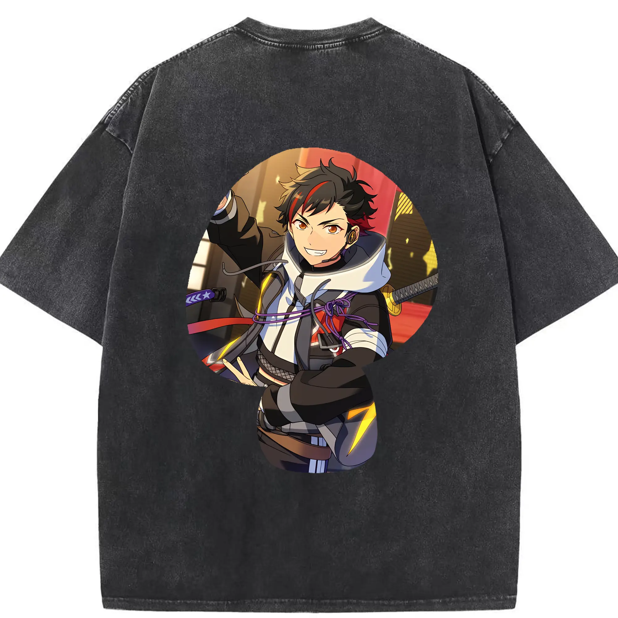 あんさん ぶる グッズ 流星隊 南雲鉄虎 - 綿100％ ヴィンテージ風 半袖Tシャツ ・ 背面プリント ・ 柔らか肌触り ・ 通気性 快適 ・ スポーツ カジュアル 外出用