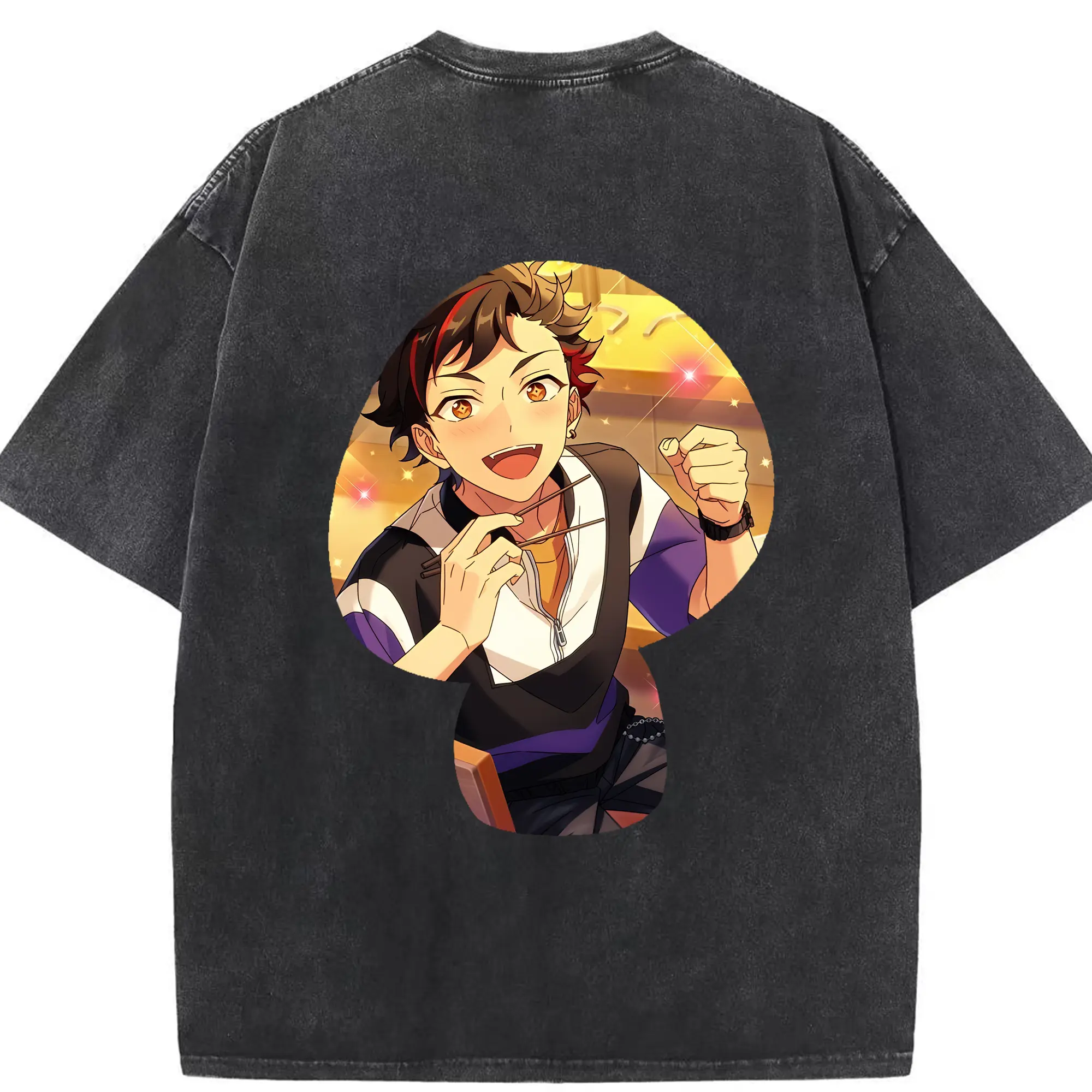 あんさん ぶる グッズ 流星隊 南雲鉄虎 - 綿100％ ヴィンテージ風 半袖Tシャツ ・ 背面プリント ・ 柔らか肌触り ・ 通気性 快適 ・ スポーツ カジュアル 外出用