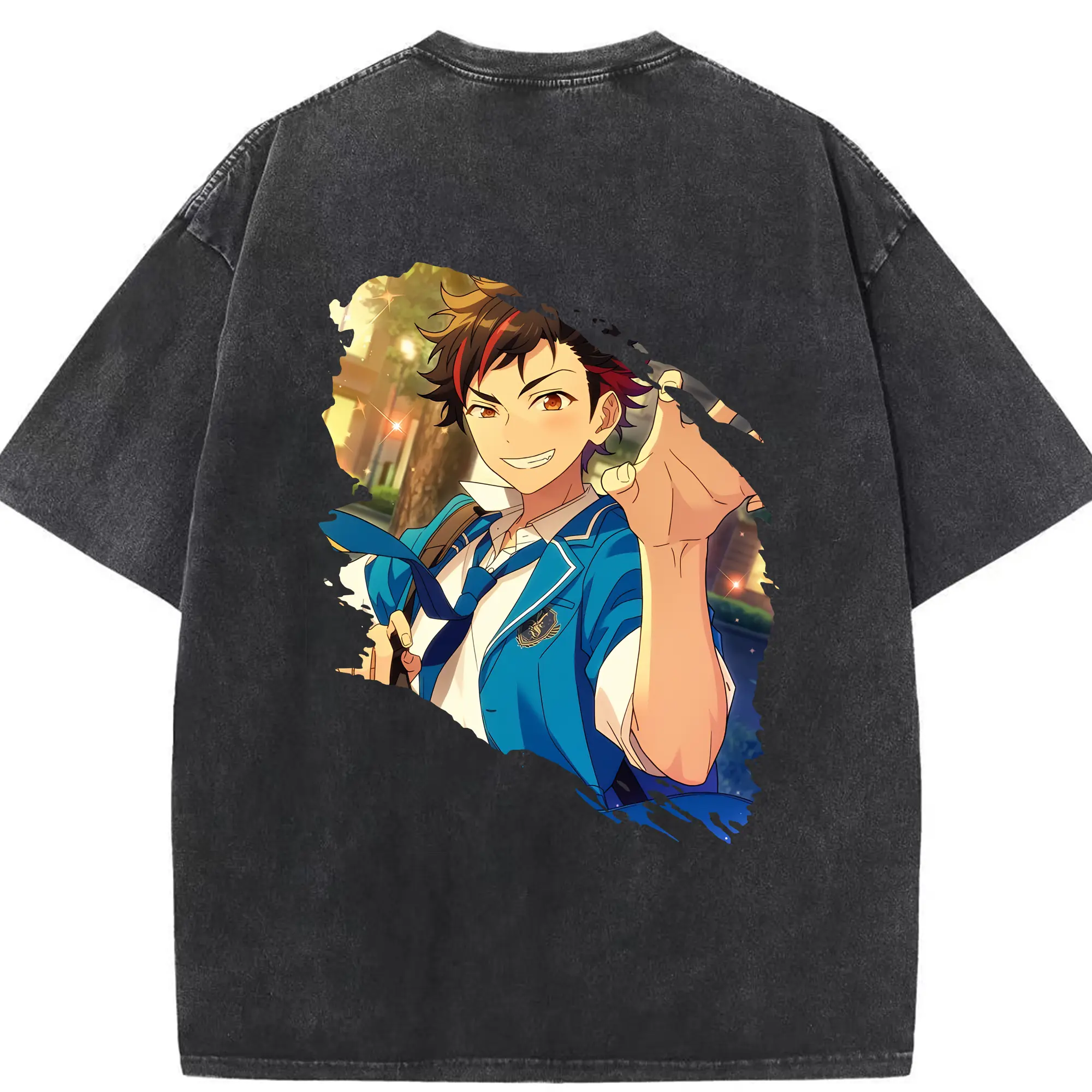 あんさん ぶる グッズ 流星隊 南雲鉄虎 - 綿100％ ヴィンテージ風 半袖Tシャツ ・ 背面プリント ・ 柔らか肌触り ・ 通気性 快適 ・ スポーツ カジュアル 外出用