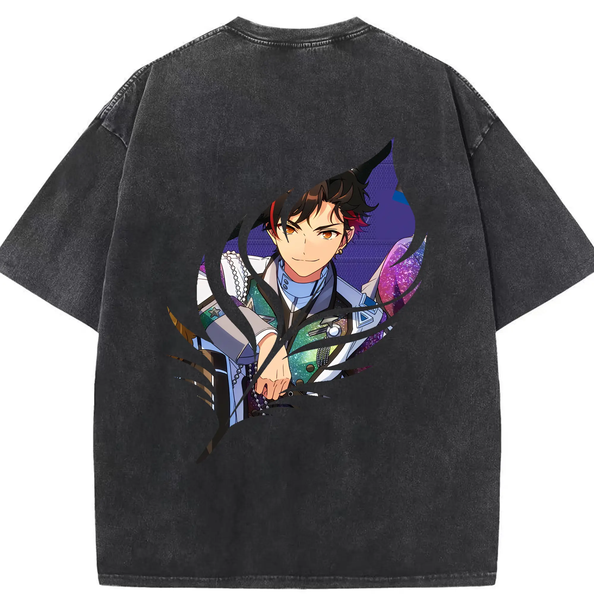 あんさん ぶる グッズ 流星隊 南雲鉄虎 - 綿100％ ヴィンテージ風 半袖Tシャツ ・ 背面プリント ・ 柔らか肌触り ・ 通気性 快適 ・ スポーツ カジュアル 外出用