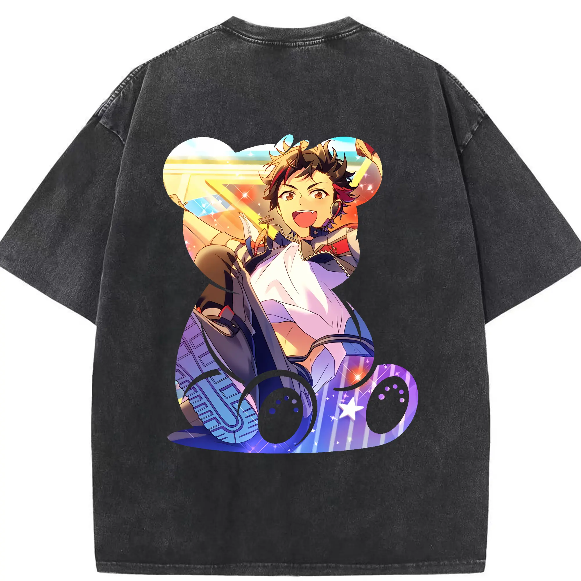 あんさん ぶる グッズ 流星隊 南雲鉄虎 - 綿100％ ヴィンテージ風 半袖Tシャツ ・ 背面プリント ・ 柔らか肌触り ・ 通気性 快適 ・ スポーツ カジュアル 外出用