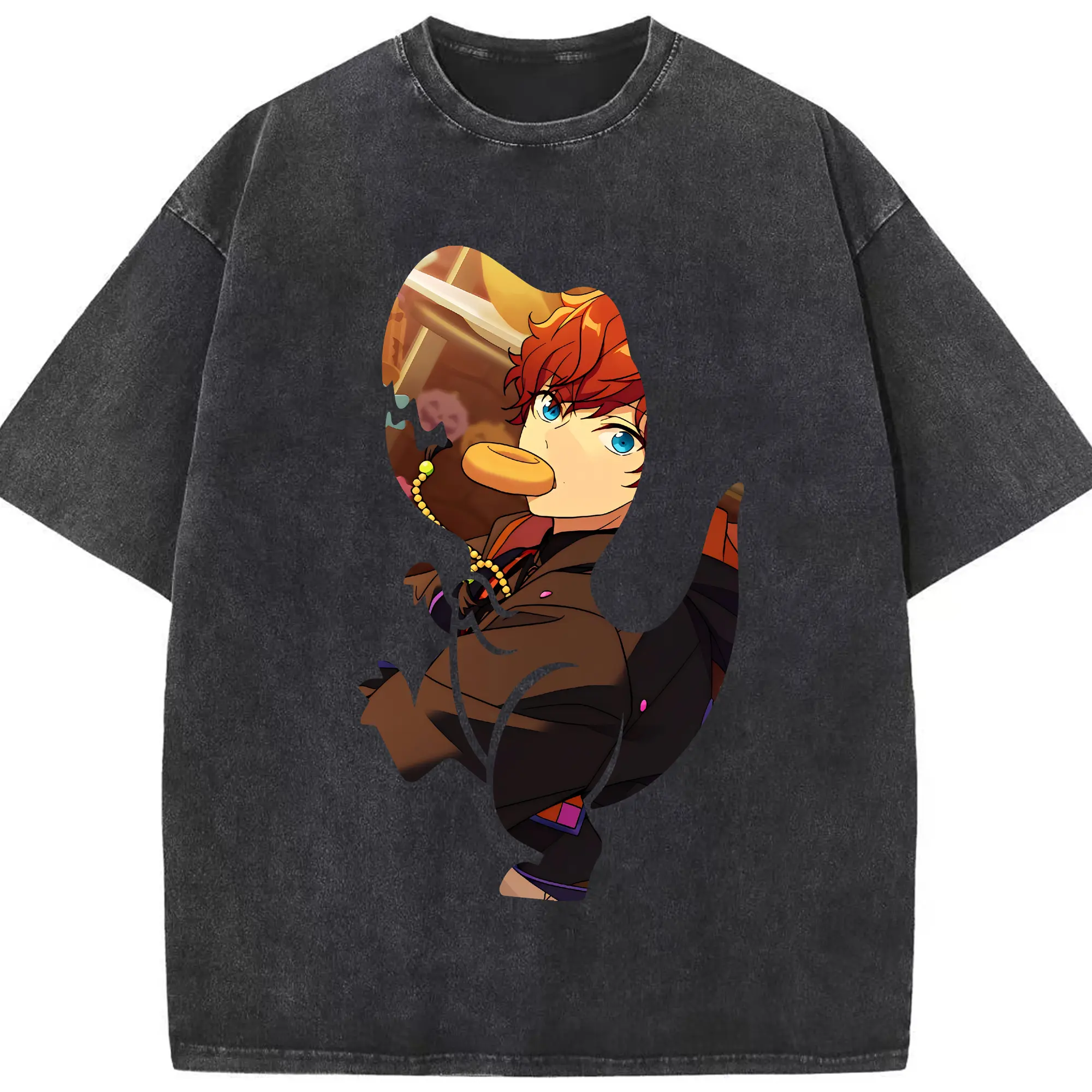 あんさん ぶる グッズ ALKALOID 天城一彩 - 綿100％ ヴィンテージ風 半袖Tシャツ ・ フロントプリント ・ 柔らか肌触り ・ 通気性 快適 ・ スポーツ カジュアル 外出用