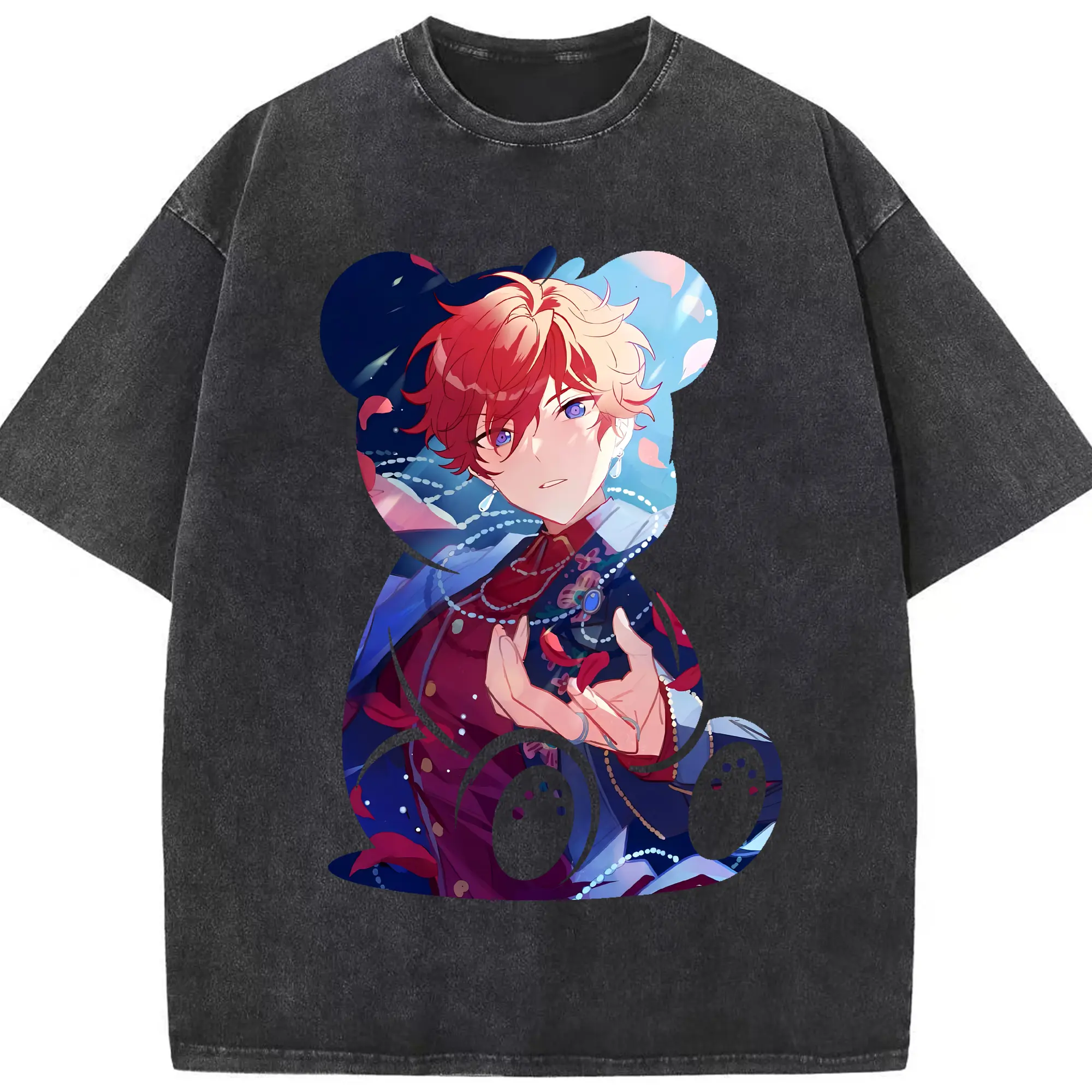 あんさん ぶる グッズ ALKALOID 天城一彩 - 綿100％ ヴィンテージ風 半袖Tシャツ ・ フロントプリント ・ 柔らか肌触り ・ 通気性 快適 ・ スポーツ カジュアル 外出用