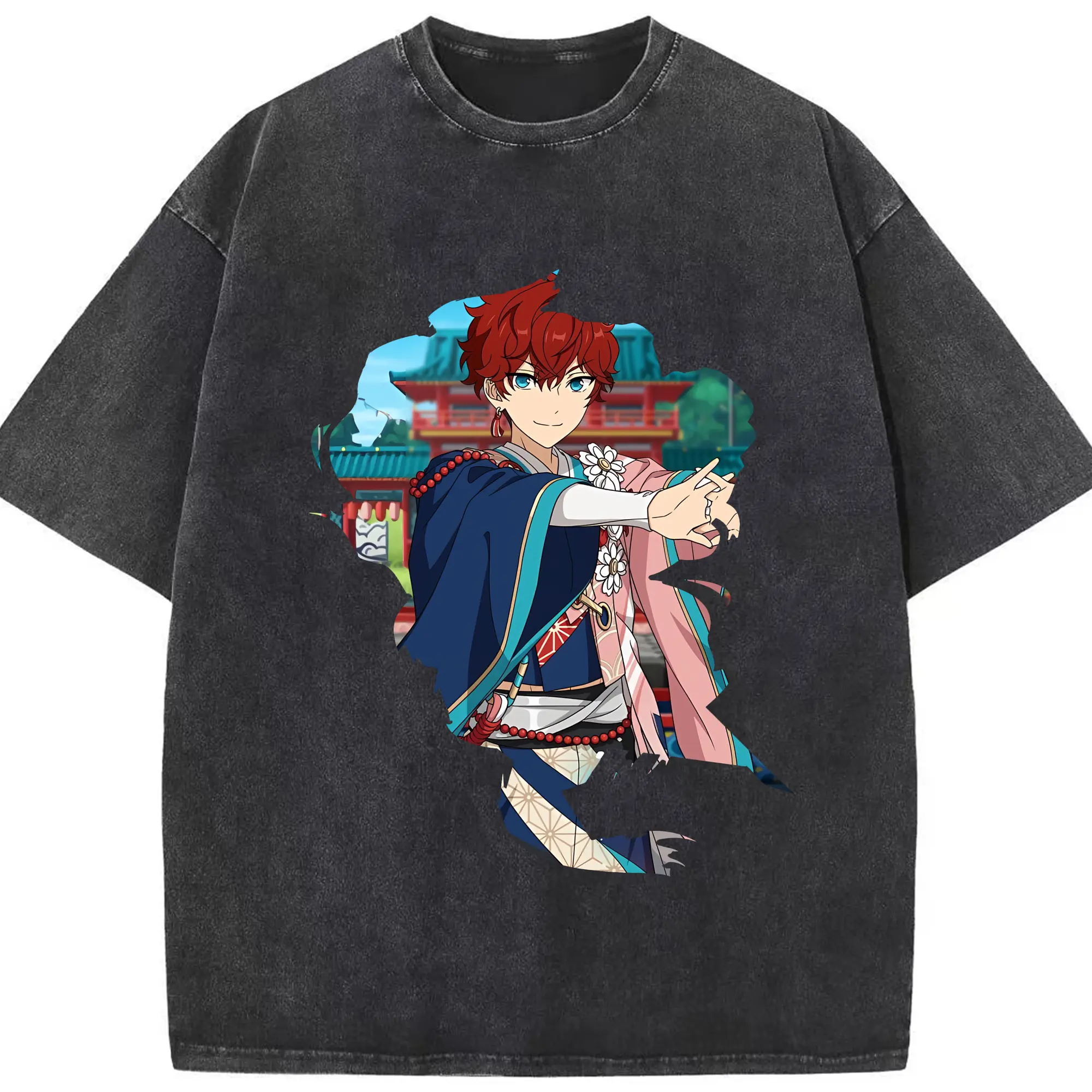 あんさん ぶる グッズ ALKALOID 天城一彩 - 綿100％ ヴィンテージ風 半袖Tシャツ ・ フロントプリント ・ 柔らか肌触り ・ 通気性 快適 ・ スポーツ カジュアル 外出用