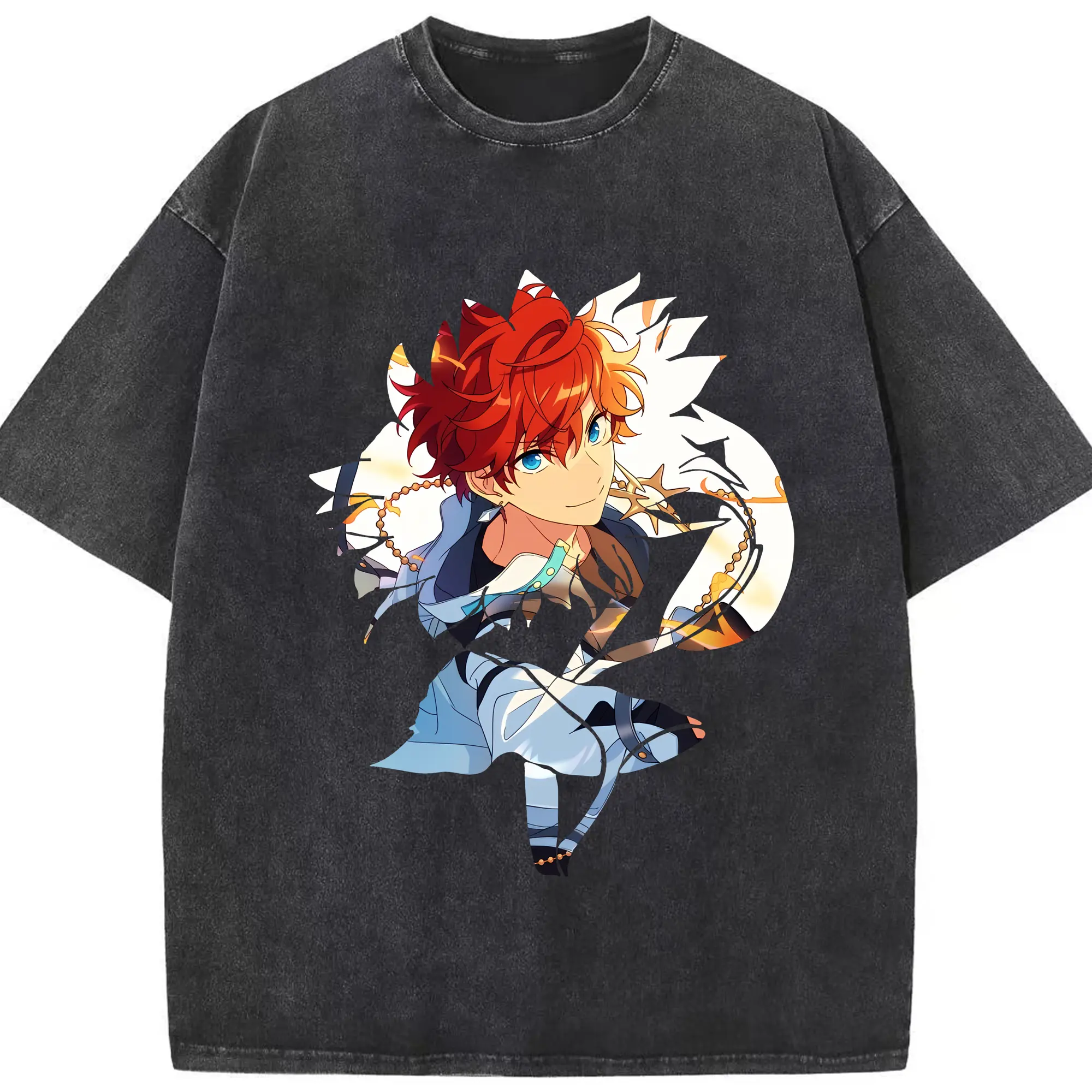 あんさん ぶる グッズ ALKALOID 天城一彩 - 綿100％ ヴィンテージ風 半袖Tシャツ ・ フロントプリント ・ 柔らか肌触り ・ 通気性 快適 ・ スポーツ カジュアル 外出用