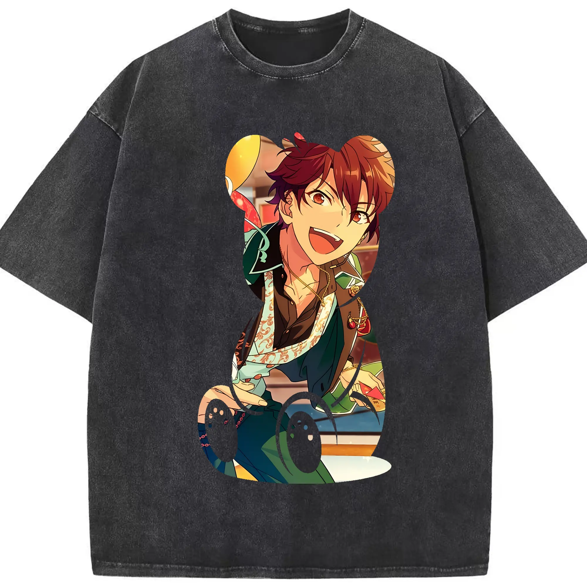 あんさん ぶる グッズ ALKALOID 天城一彩 - 綿100％ ヴィンテージ風 半袖Tシャツ ・ フロントプリント ・ 柔らか肌触り ・ 通気性 快適 ・ スポーツ カジュアル 外出用