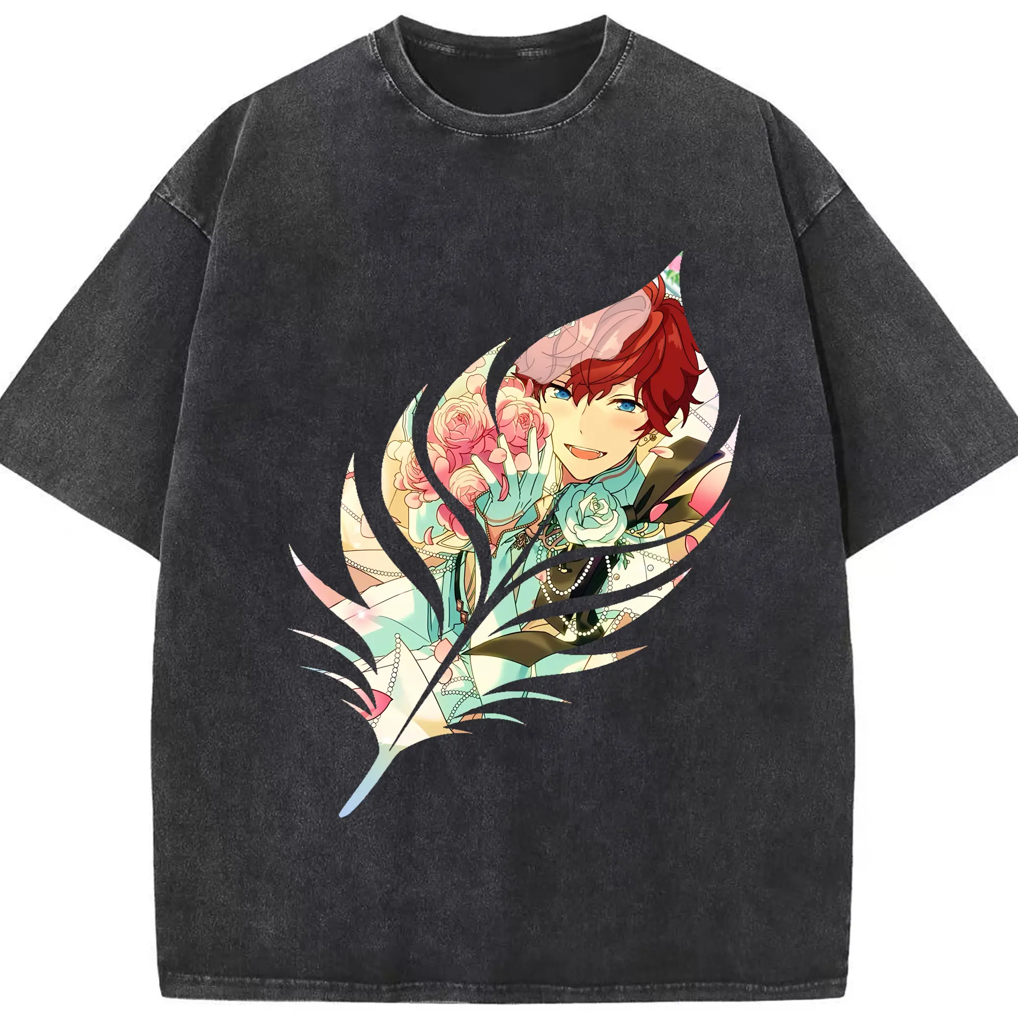 あんさん ぶる グッズ ALKALOID 天城一彩 - 綿100％ ヴィンテージ風 半袖Tシャツ ・ フロントプリント ・ 柔らか肌触り ・ 通気性 快適 ・ スポーツ カジュアル 外出用