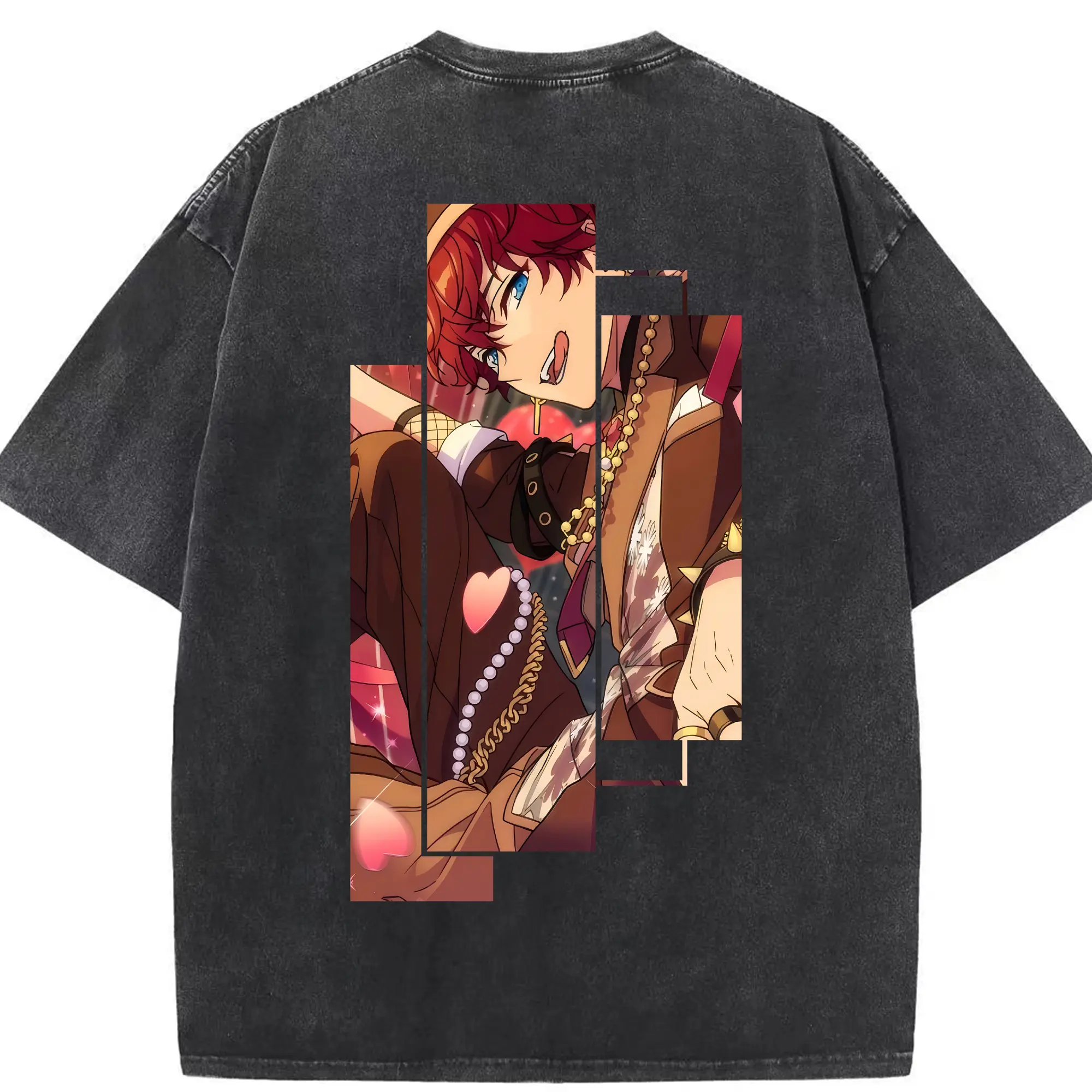 あんさん ぶる グッズ ALKALOID 天城一彩 - 綿100％ ヴィンテージ風 半袖Tシャツ ・ 背面プリント ・ 柔らか肌触り ・ 通気性 快適 ・ スポーツ カジュアル 外出用