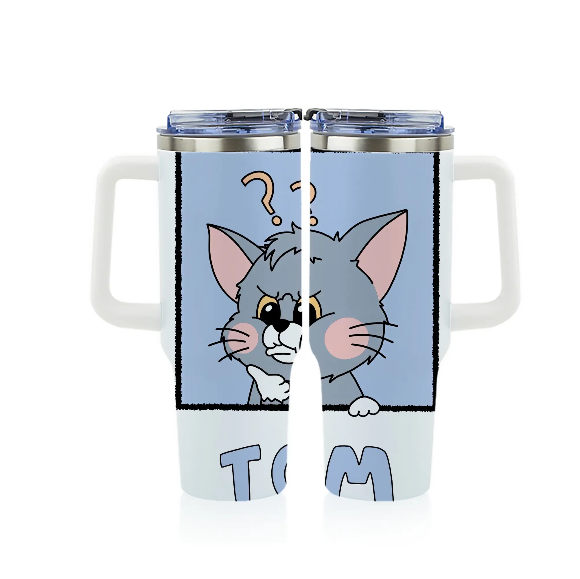 トムとジェリー グッズ トム - 1200mL フルプリント車用タンブラー ・ 304ステンレス 内側 ・ 201ステンレス 外側 ・ 保温 保冷 ・ 通勤 ドライブ アウトドア用