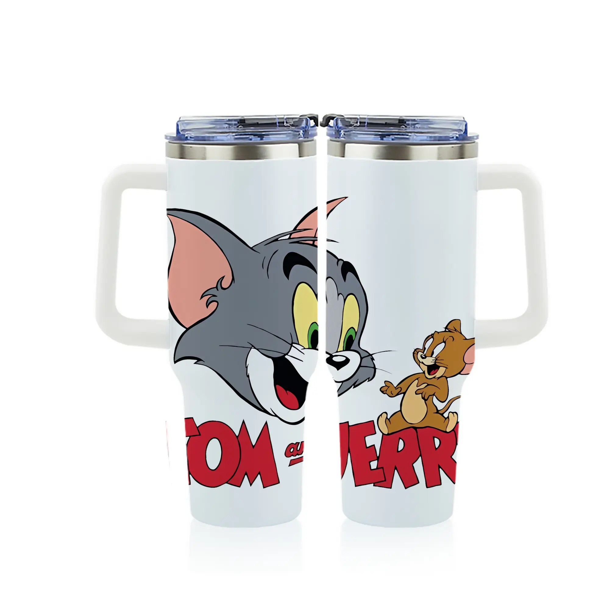 トムとジェリー グッズ トム - 1200mL フルプリント車用タンブラー ・ 304ステンレス 内側 ・ 201ステンレス 外側 ・ 保温 保冷 ・ 通勤 ドライブ アウトドア用