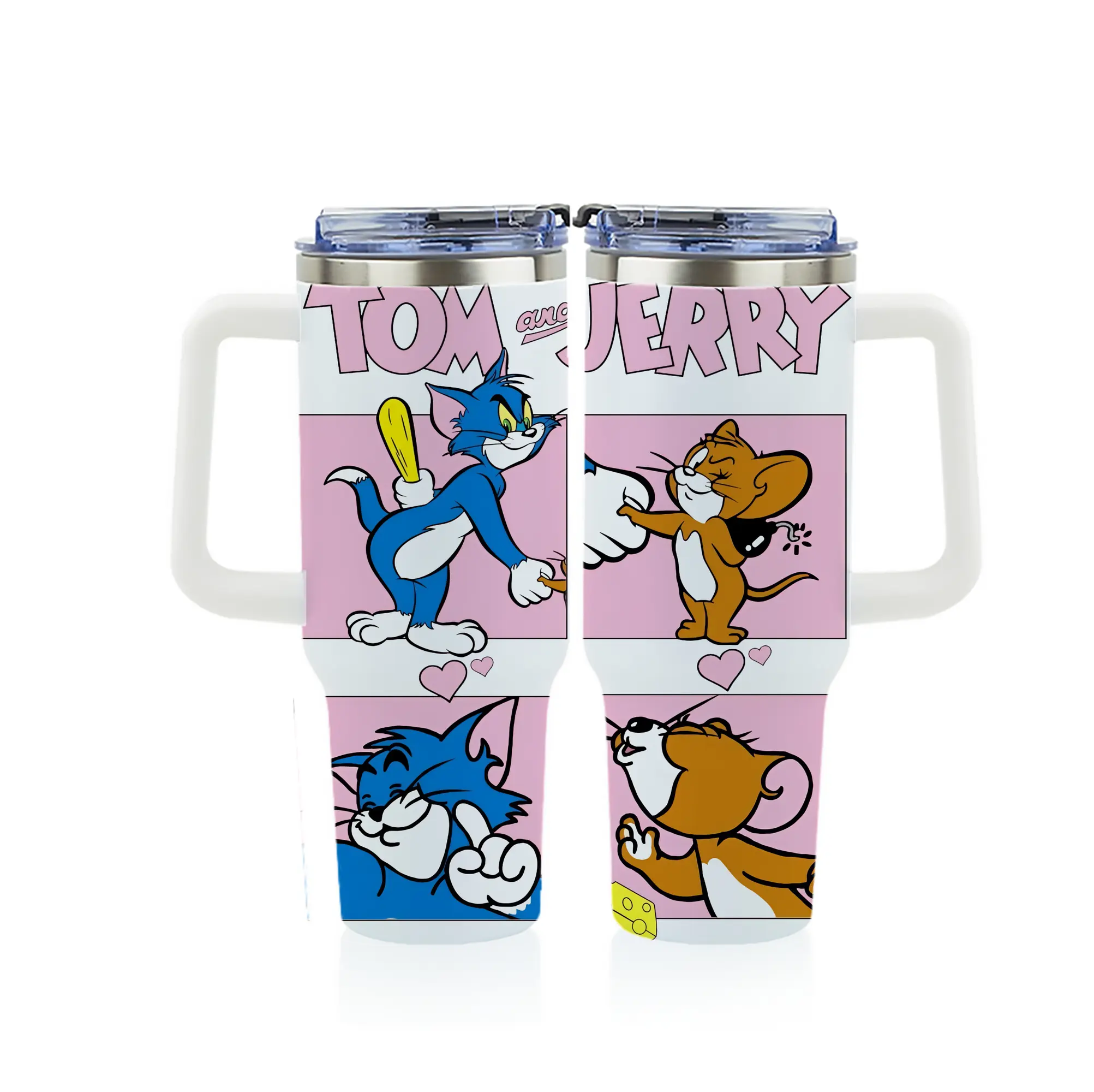 トムとジェリー グッズ トム - 1200mL フルプリント車用タンブラー ・ 304ステンレス 内側 ・ 201ステンレス 外側 ・ 保温 保冷 ・ 通勤 ドライブ アウトドア用