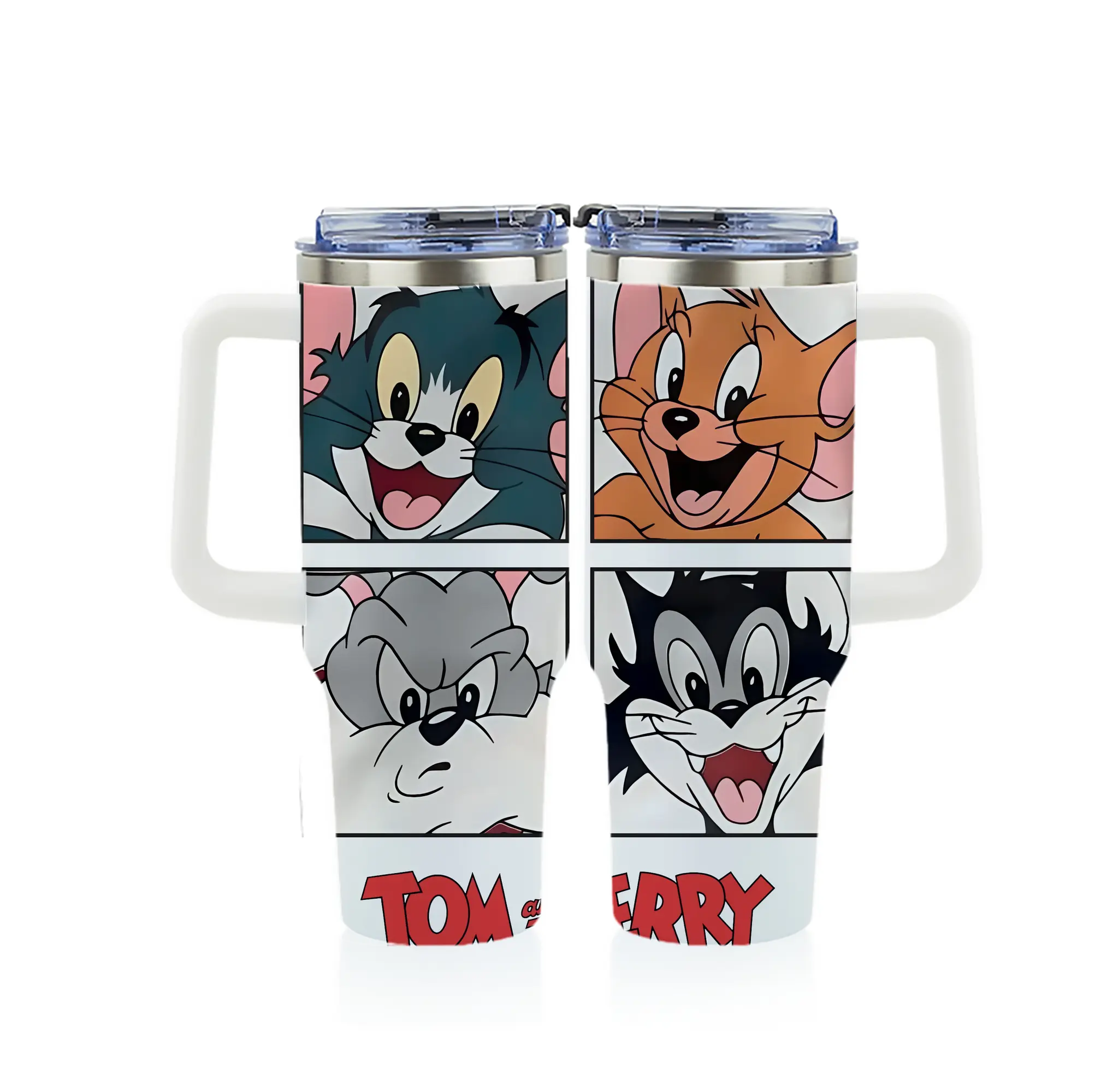 トムとジェリー グッズ トム - 1200mL フルプリント車用タンブラー ・ 304ステンレス 内側 ・ 201ステンレス 外側 ・ 保温 保冷 ・ 通勤 ドライブ アウトドア用