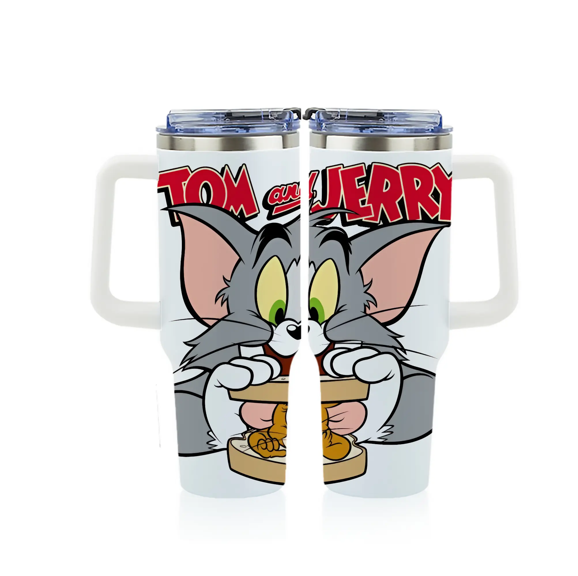 トムとジェリー グッズ トム - 1200mL フルプリント車用タンブラー ・ 304ステンレス 内側 ・ 201ステンレス 外側 ・ 保温 保冷 ・ 通勤 ドライブ アウトドア用