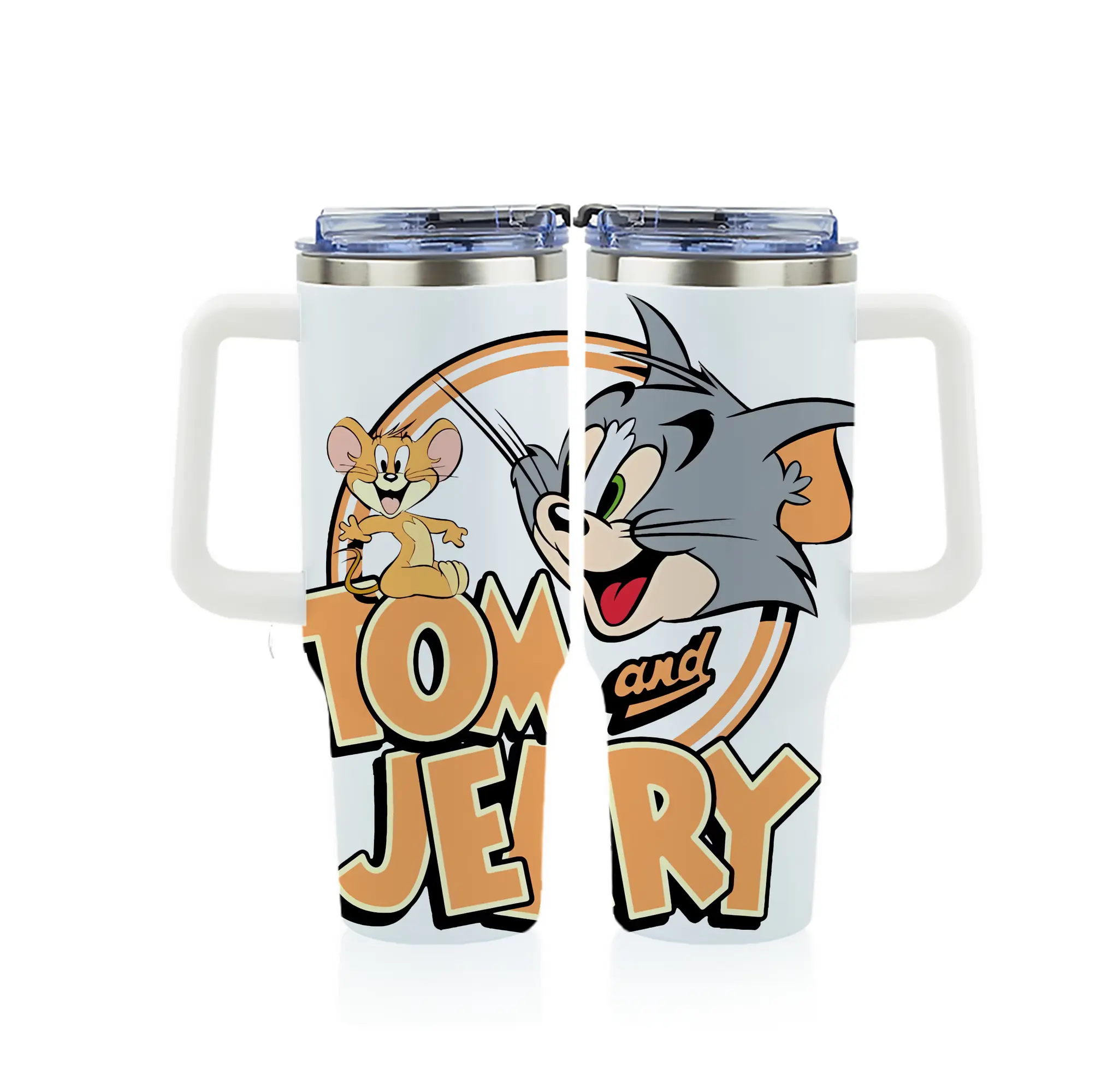 トムとジェリー グッズ トム - 1200mL フルプリント車用タンブラー ・ 304ステンレス 内側 ・ 201ステンレス 外側 ・ 保温 保冷 ・ 通勤 ドライブ アウトドア用