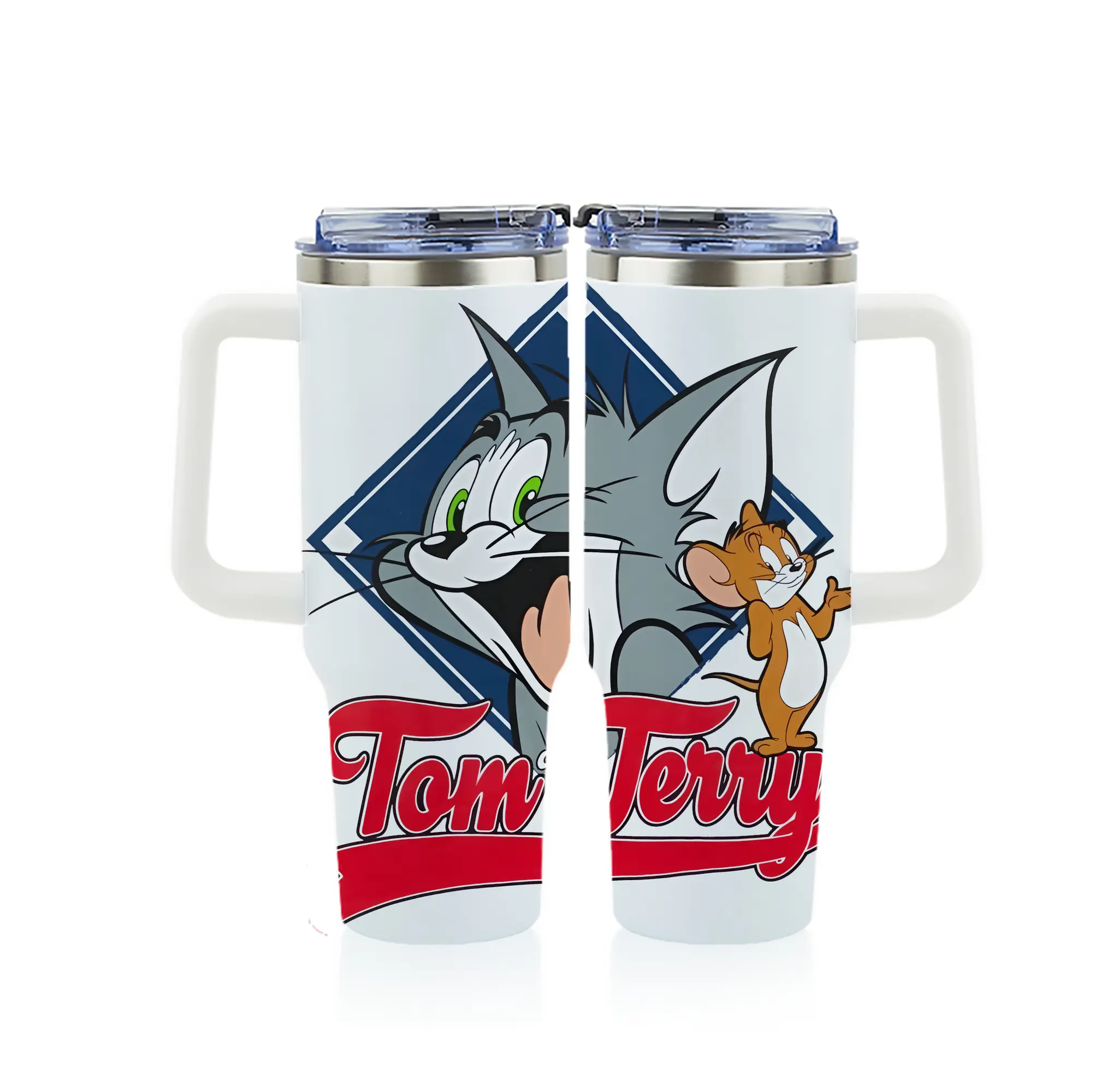 トムとジェリー グッズ トム - 1200mL フルプリント車用タンブラー ・ 304ステンレス 内側 ・ 201ステンレス 外側 ・ 保温 保冷 ・ 通勤 ドライブ アウトドア用