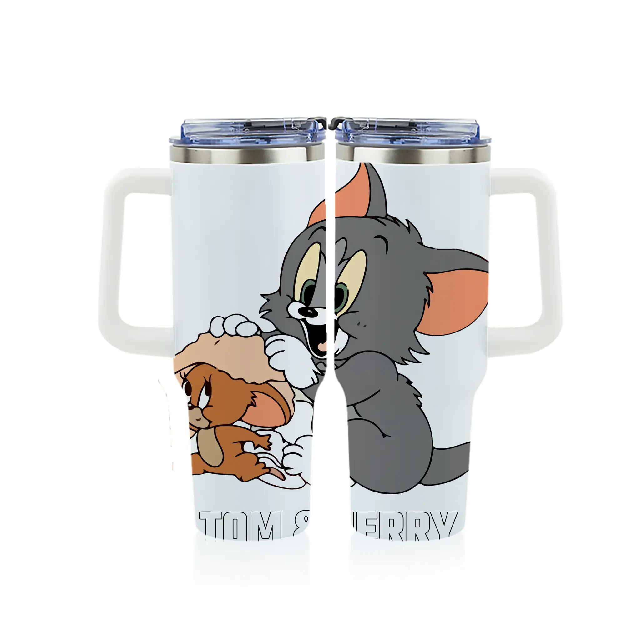 トムとジェリー グッズ トム - 1200mL フルプリント車用タンブラー ・ 304ステンレス 内側 ・ 201ステンレス 外側 ・ 保温 保冷 ・ 通勤 ドライブ アウトドア用