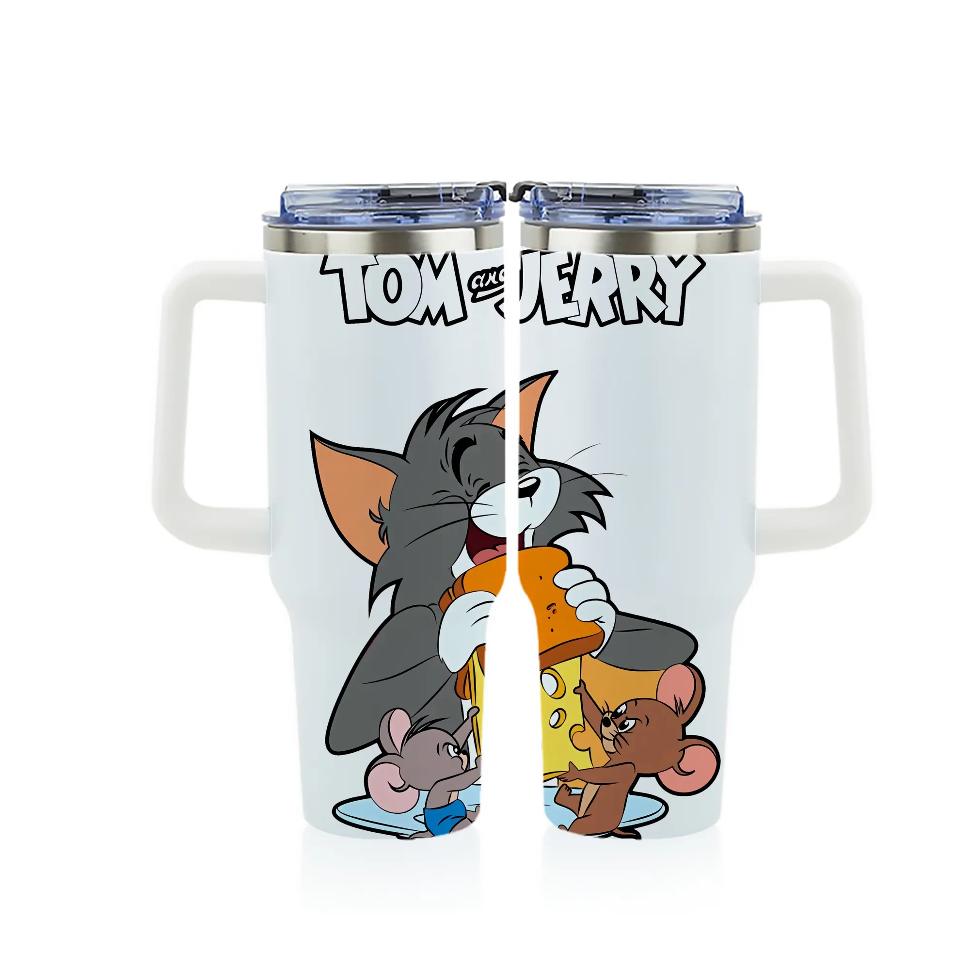 トムとジェリー グッズ トム - 1200mL フルプリント車用タンブラー ・ 304ステンレス 内側 ・ 201ステンレス 外側 ・ 保温 保冷 ・ 通勤 ドライブ アウトドア用