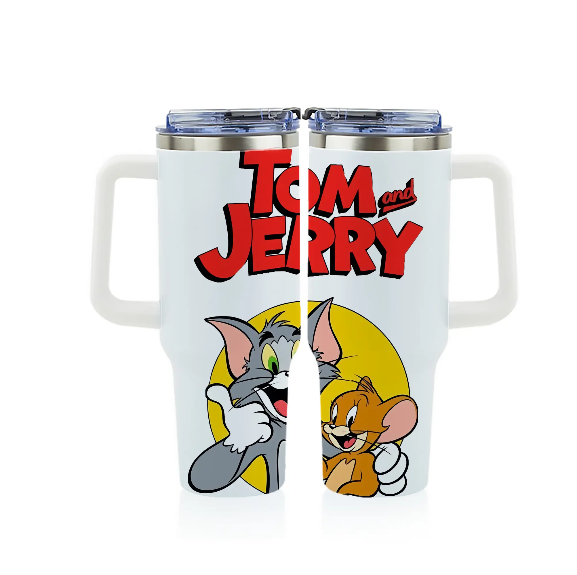 トムとジェリー グッズ トム - 1200mL フルプリント車用タンブラー ・ 304ステンレス 内側 ・ 201ステンレス 外側 ・ 保温 保冷 ・ 通勤 ドライブ アウトドア用