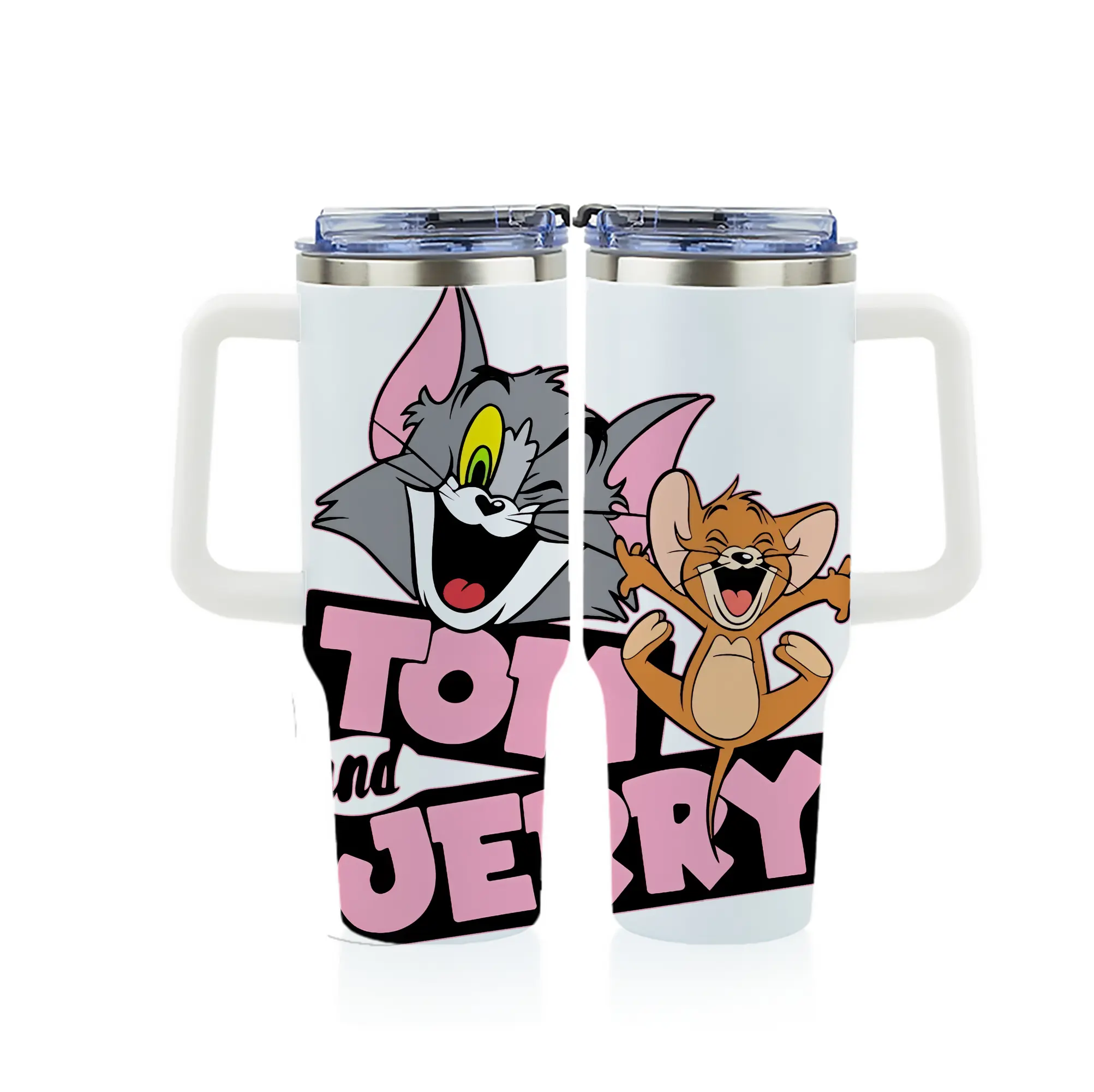 トムとジェリー グッズ トム - 1200mL フルプリント車用タンブラー ・ 304ステンレス 内側 ・ 201ステンレス 外側 ・ 保温 保冷 ・ 通勤 ドライブ アウトドア用