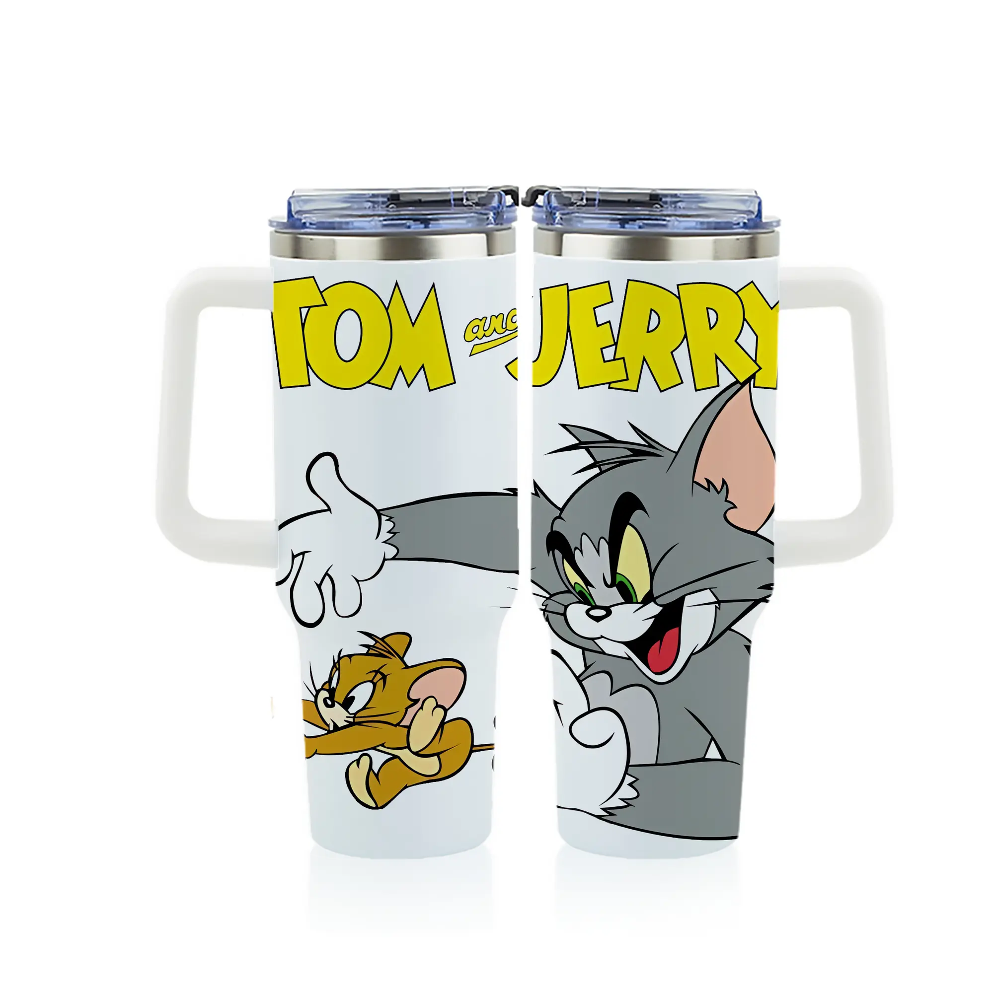 トムとジェリー グッズ トム - 1200mL フルプリント車用タンブラー ・ 304ステンレス 内側 ・ 201ステンレス 外側 ・ 保温 保冷 ・ 通勤 ドライブ アウトドア用