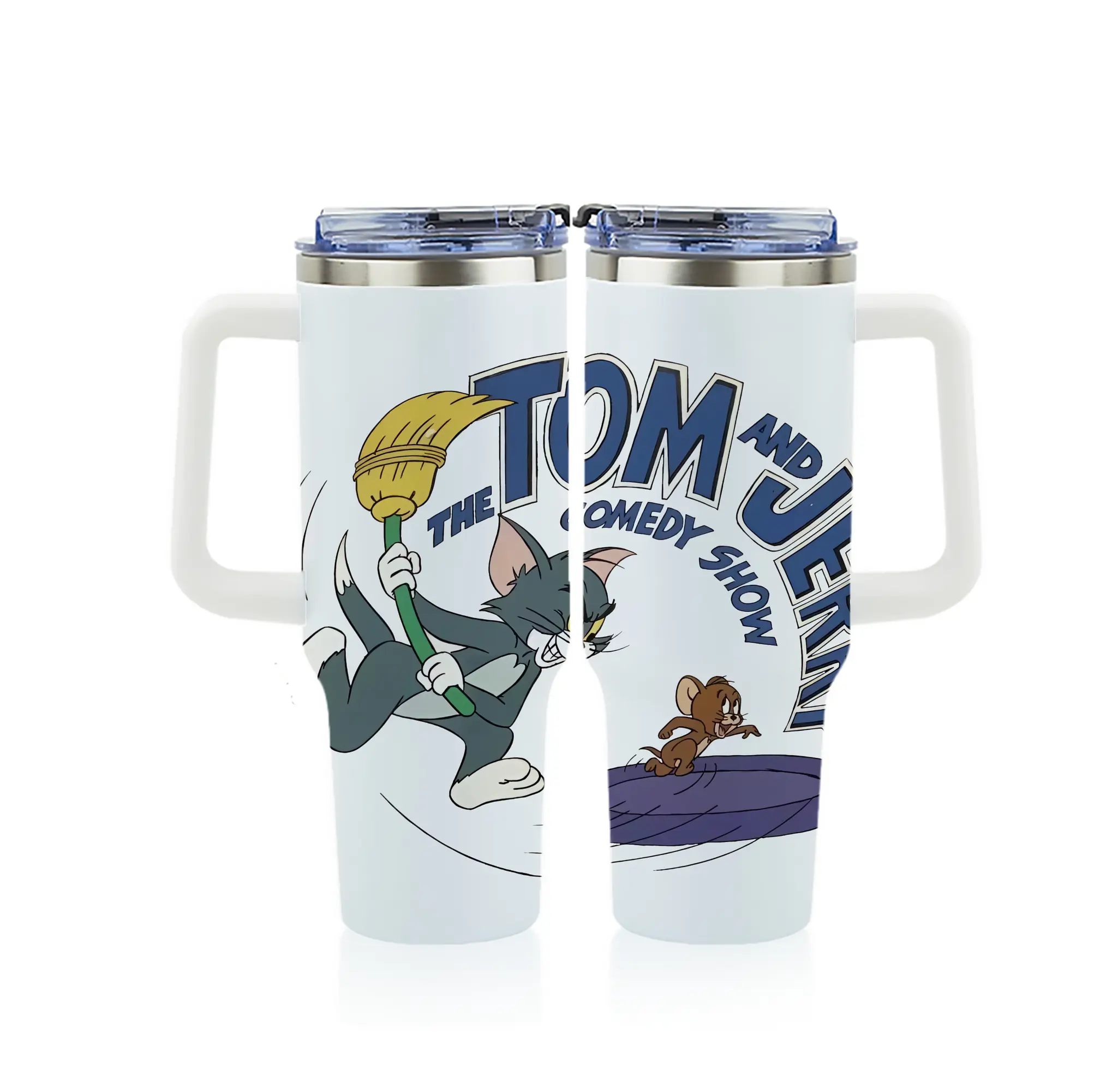 トムとジェリー グッズ トム - 1200mL フルプリント車用タンブラー ・ 304ステンレス 内側 ・ 201ステンレス 外側 ・ 保温 保冷 ・ 通勤 ドライブ アウトドア用