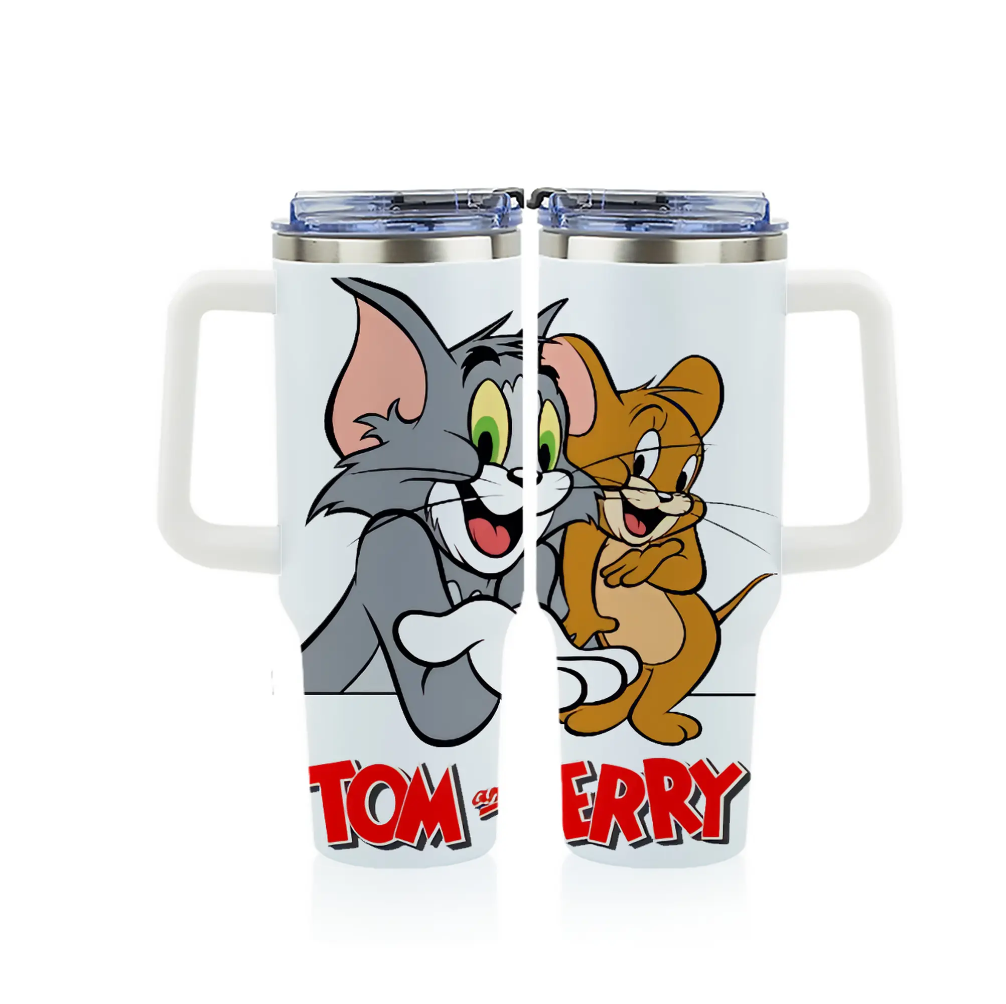 トムとジェリー グッズ トム - 1200mL フルプリント車用タンブラー ・ 304ステンレス 内側 ・ 201ステンレス 外側 ・ 保温 保冷 ・ 通勤 ドライブ アウトドア用