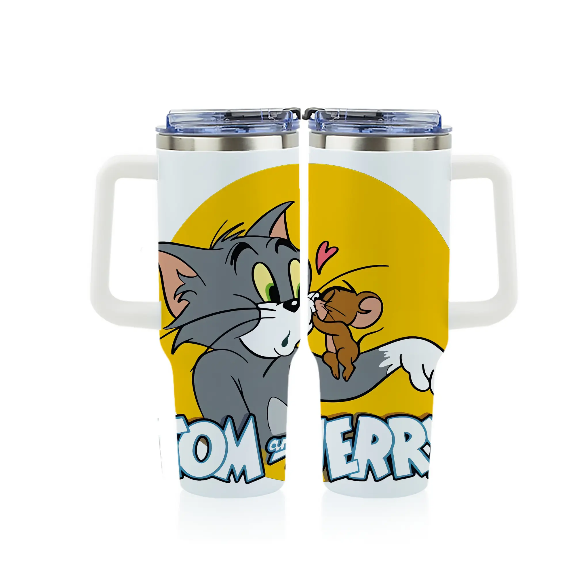トムとジェリー グッズ トム - 1200mL フルプリント車用タンブラー ・ 304ステンレス 内側 ・ 201ステンレス 外側 ・ 保温 保冷 ・ 通勤 ドライブ アウトドア用