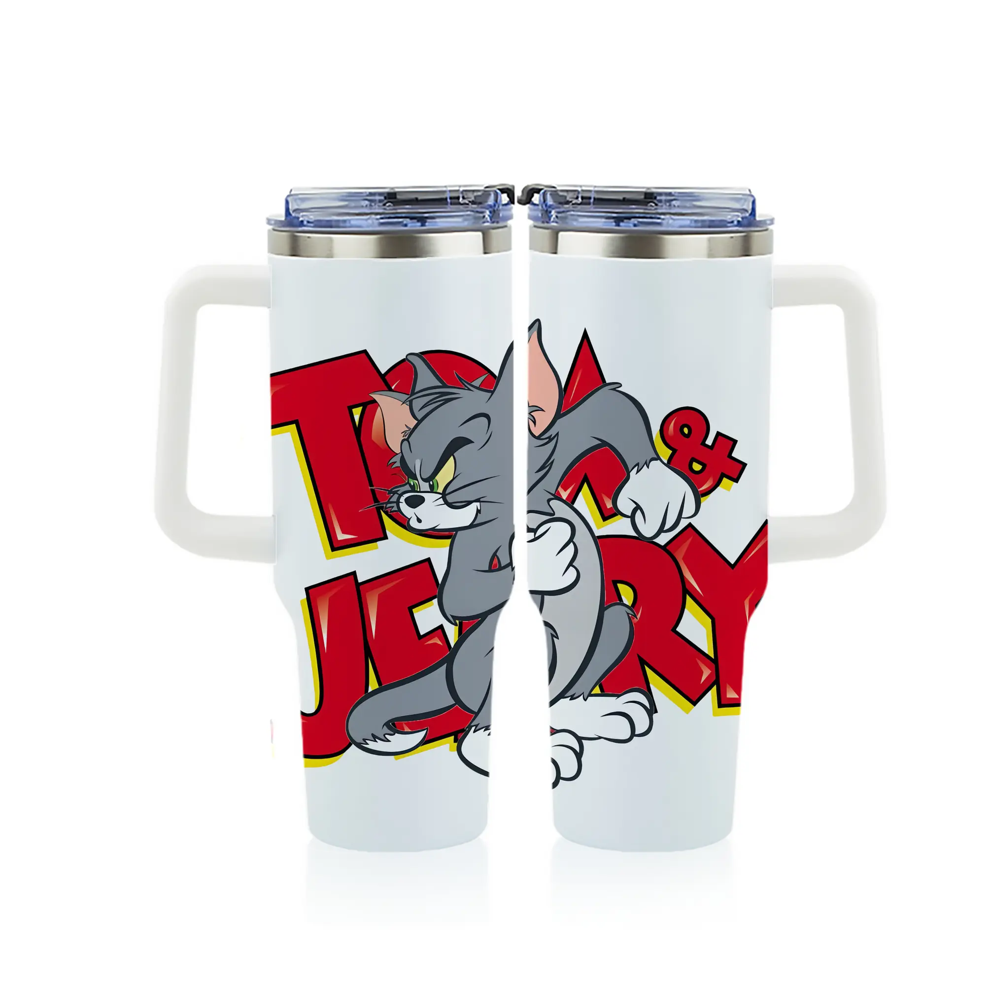 トムとジェリー グッズ トム - 1200mL フルプリント車用タンブラー ・ 304ステンレス 内側 ・ 201ステンレス 外側 ・ 保温 保冷 ・ 通勤 ドライブ アウトドア用