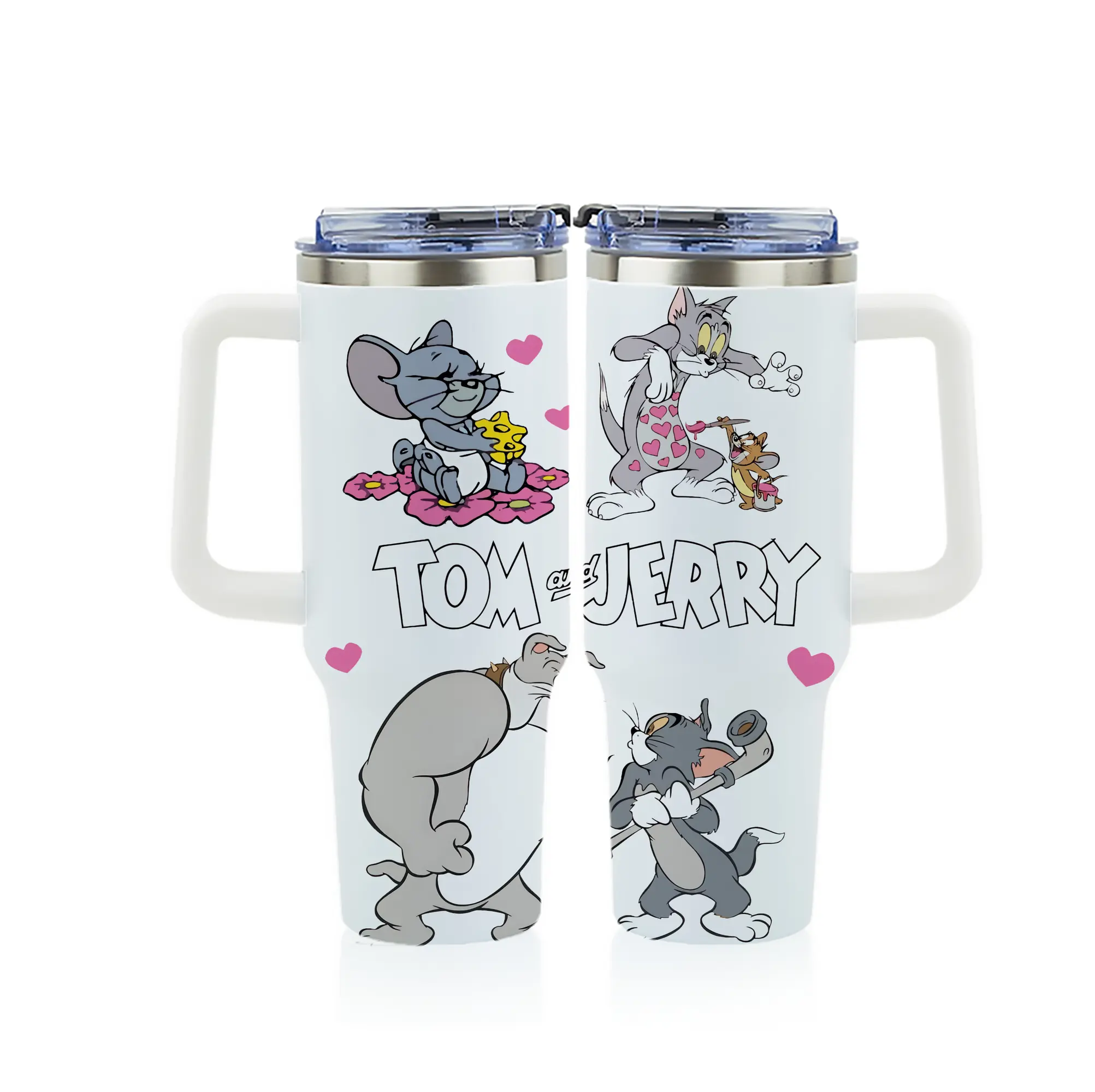 トムとジェリー グッズ トム - 1200mL フルプリント車用タンブラー ・ 304ステンレス 内側 ・ 201ステンレス 外側 ・ 保温 保冷 ・ 通勤 ドライブ アウトドア用