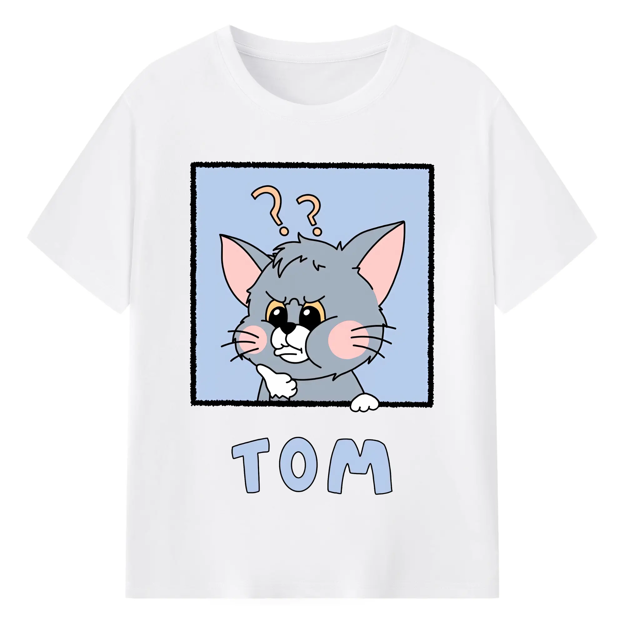 トムとジェリー グッズ トム - 綿100％ 半袖Tシャツ ・ フロントプリント ・ 快適 通気性 ・ 日常使い 散歩 スポーツ用