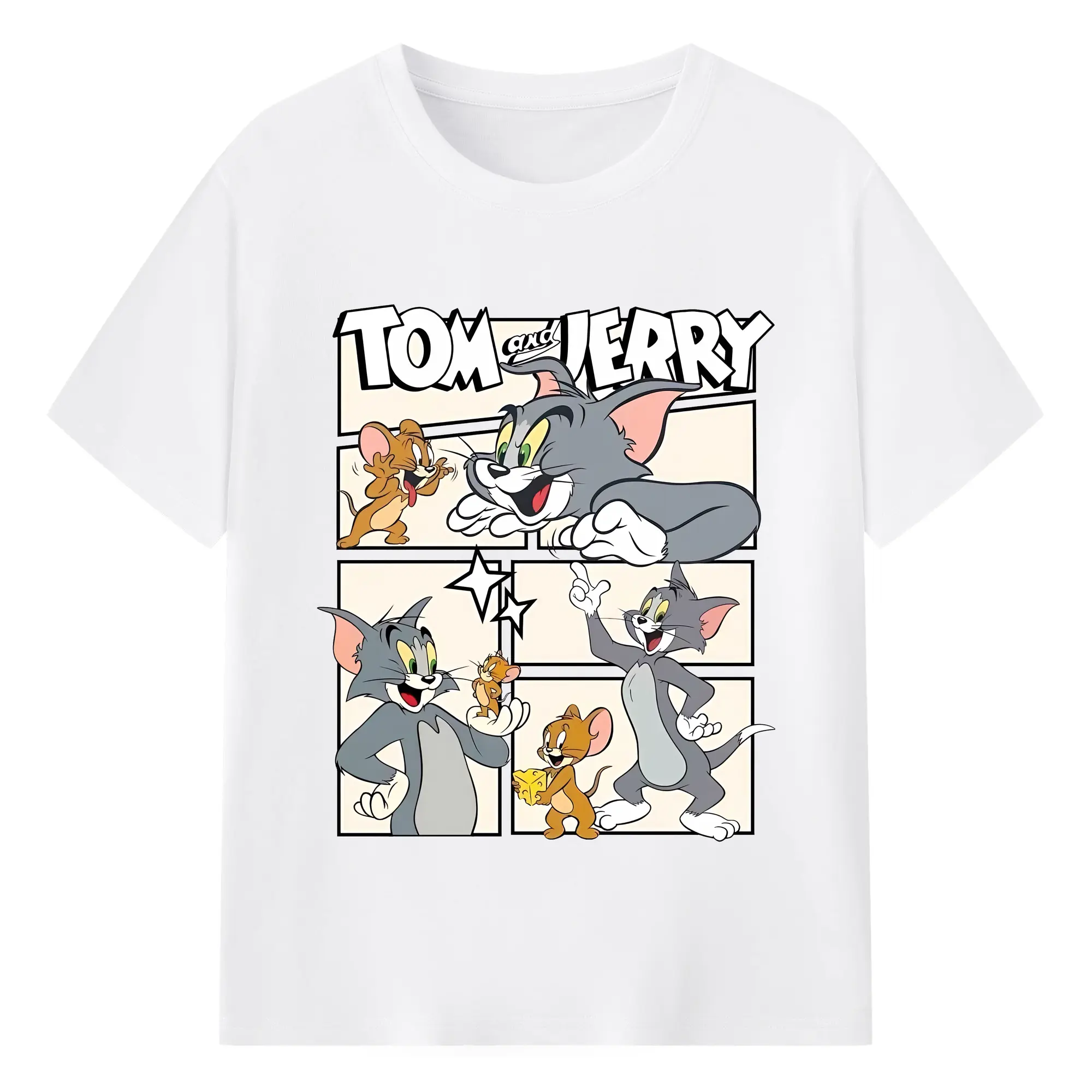 トムとジェリー グッズ トム - 綿100％ 半袖Tシャツ ・ フロントプリント ・ 快適 通気性 ・ 日常使い 散歩 スポーツ用