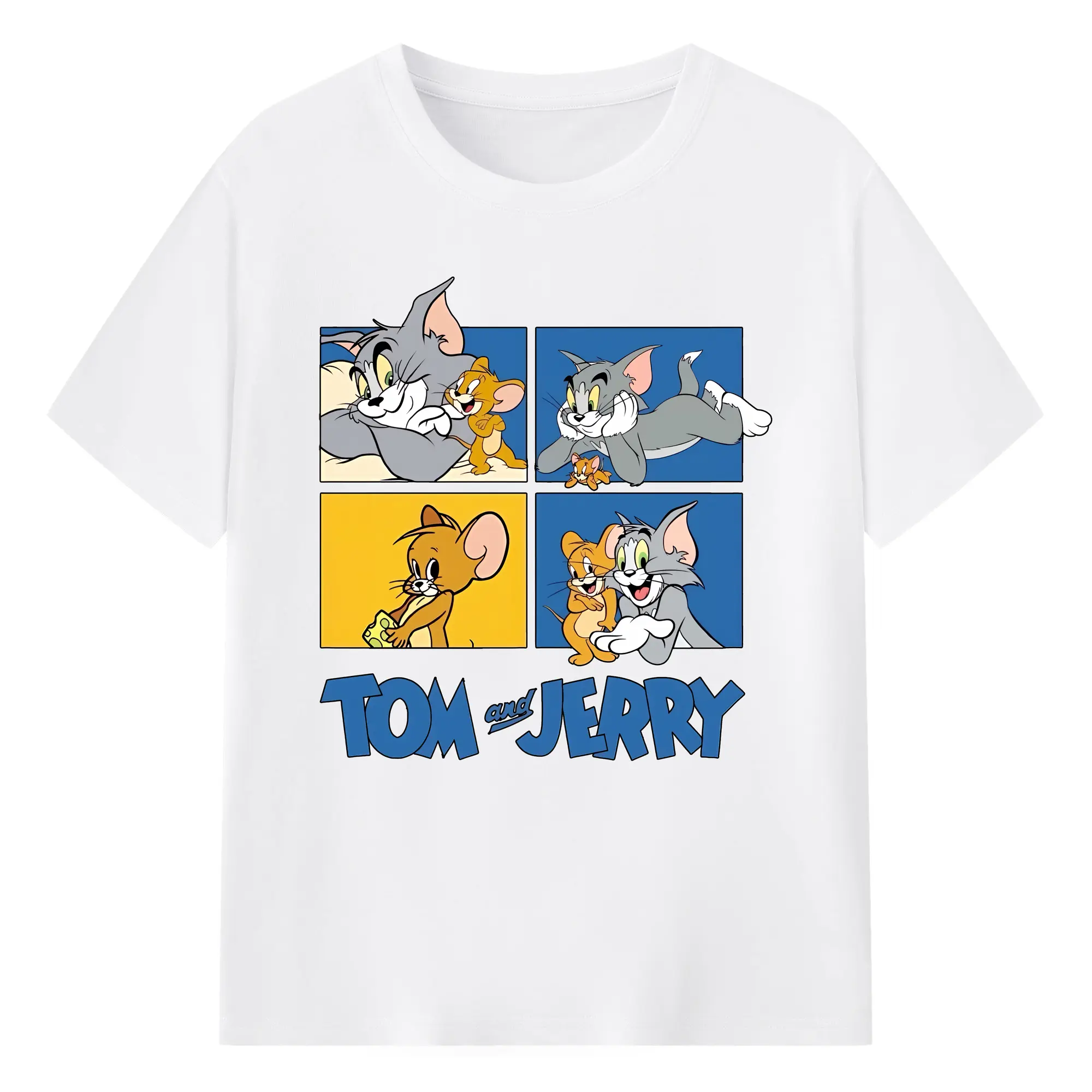 トムとジェリー グッズ トム - 綿100％ 半袖Tシャツ ・ フロントプリント ・ 快適 通気性 ・ 日常使い 散歩 スポーツ用