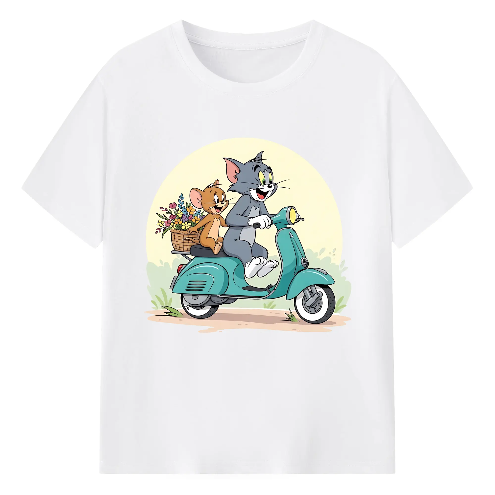 トムとジェリー グッズ トム - 綿100％ 半袖Tシャツ ・ フロントプリント ・ 快適 通気性 ・ 日常使い 散歩 スポーツ用