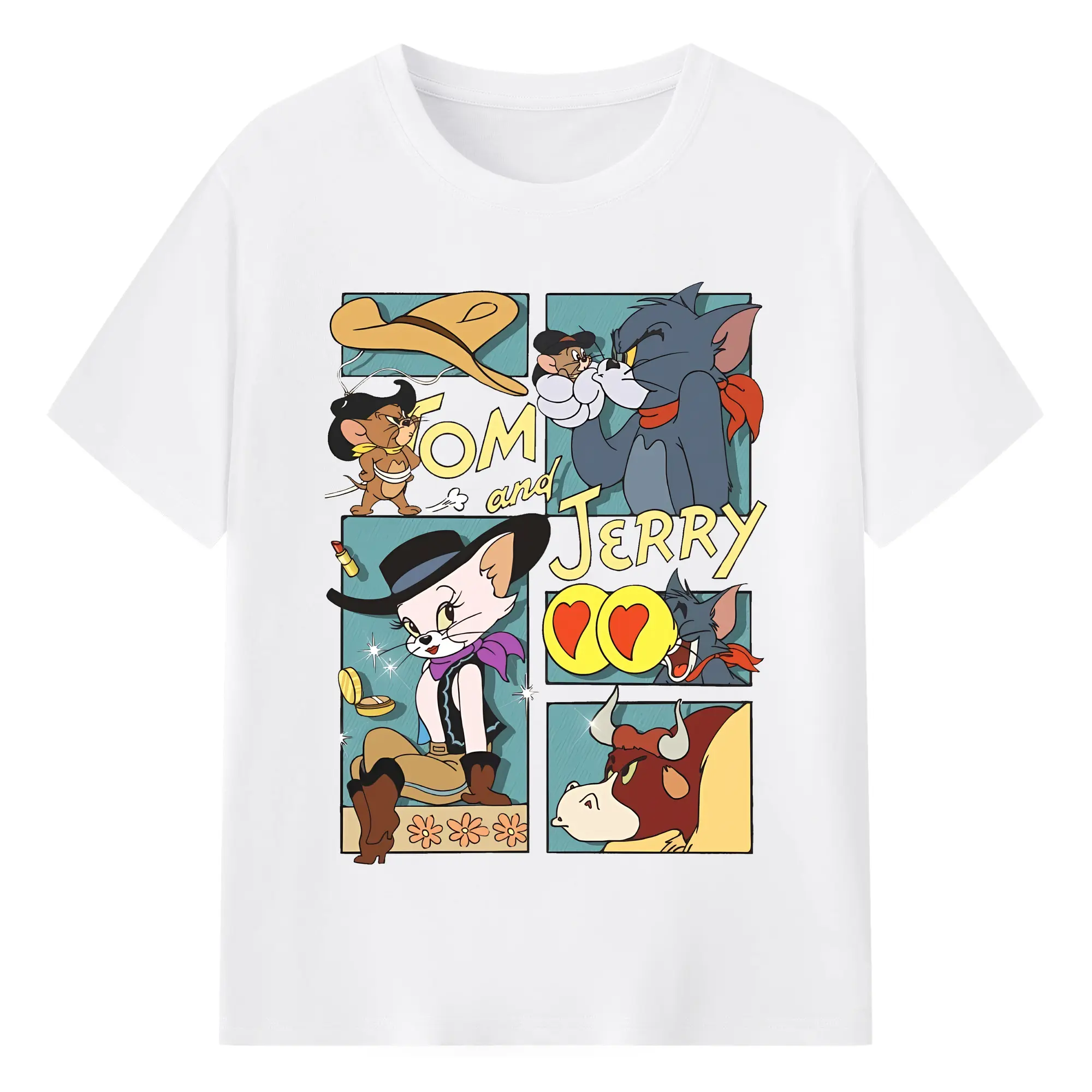 トムとジェリー グッズ トム - 綿100％ 半袖Tシャツ ・ フロントプリント ・ 快適 通気性 ・ 日常使い 散歩 スポーツ用