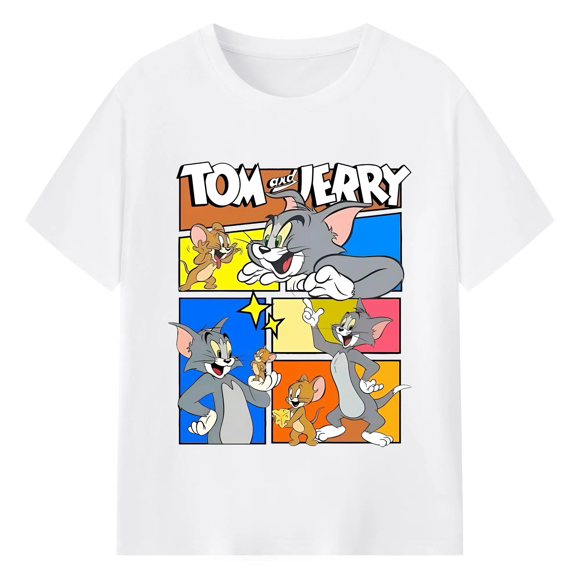 トムとジェリー グッズ トム - 綿100％ 半袖Tシャツ ・ フロントプリント ・ 快適 通気性 ・ 日常使い 散歩 スポーツ用